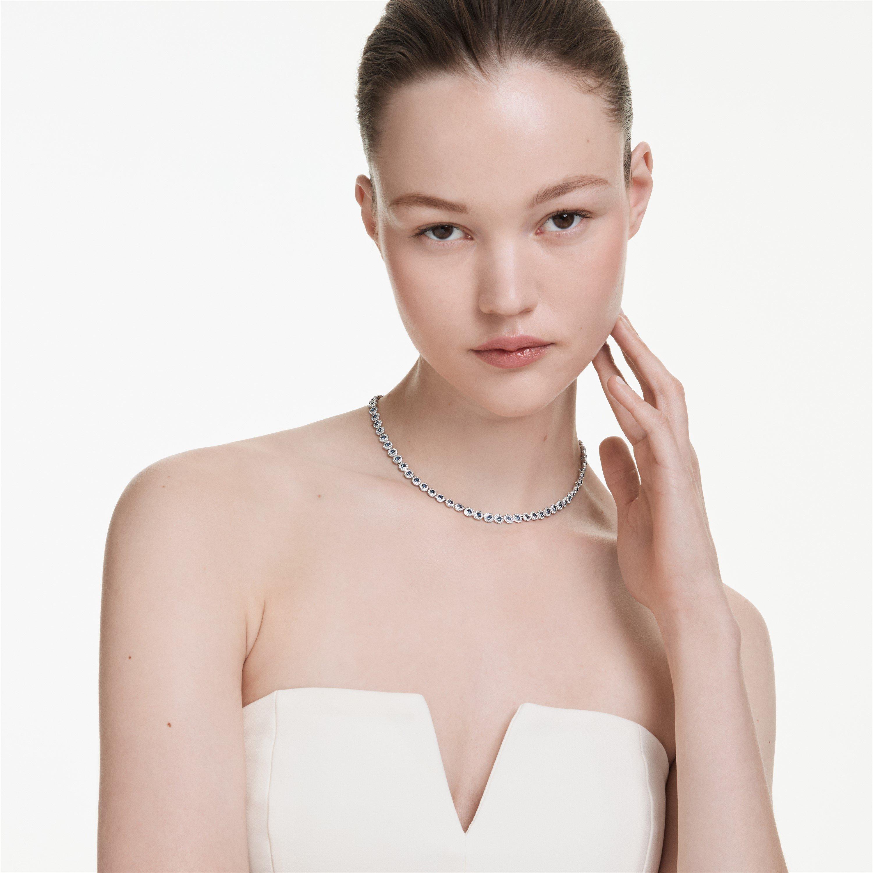 Blue / RHS - Swarovski - Women's Una Choker Necklaces - 7