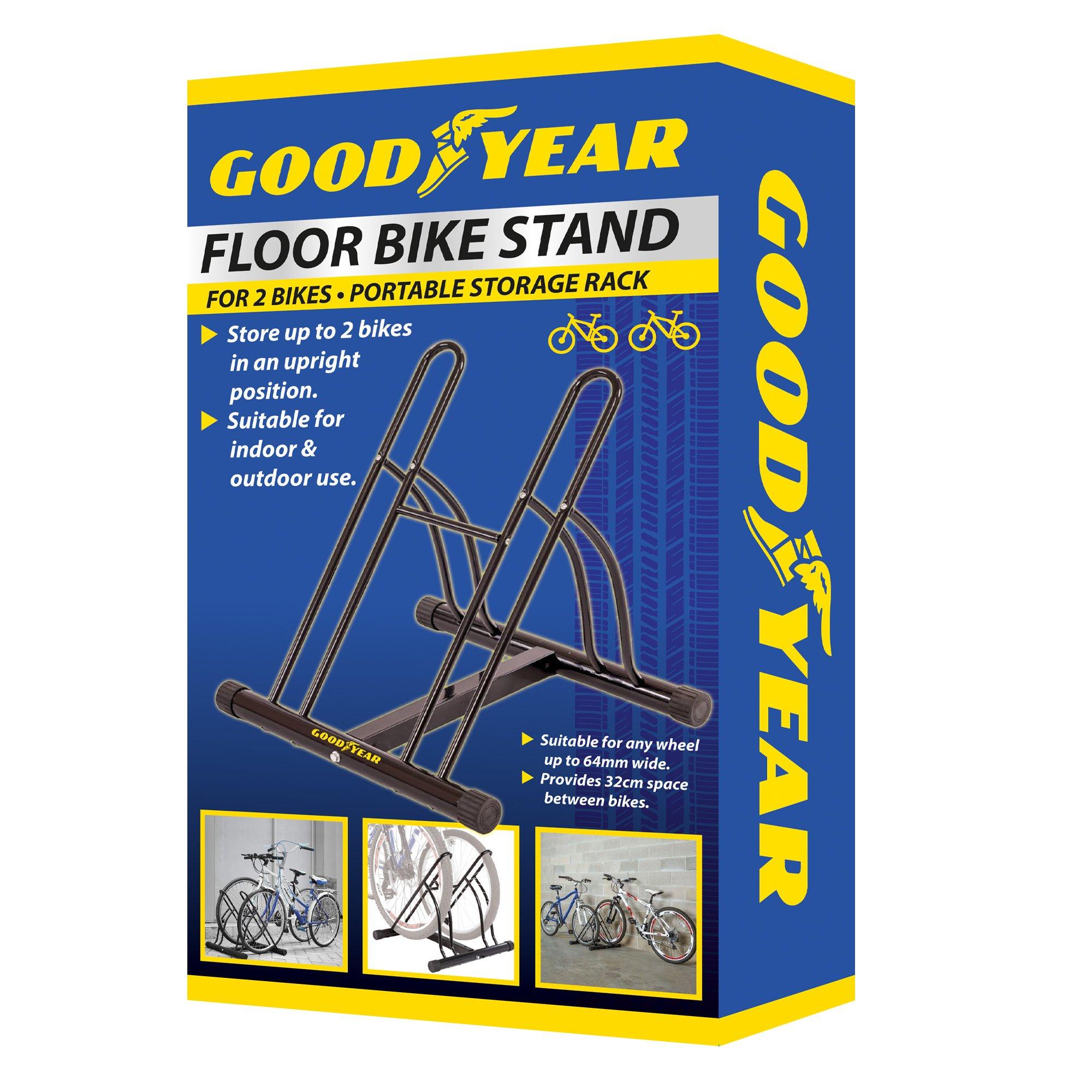Black - Goodyear - Floor-Mounted Steel Adjustable Dual Bike Workstand - 1