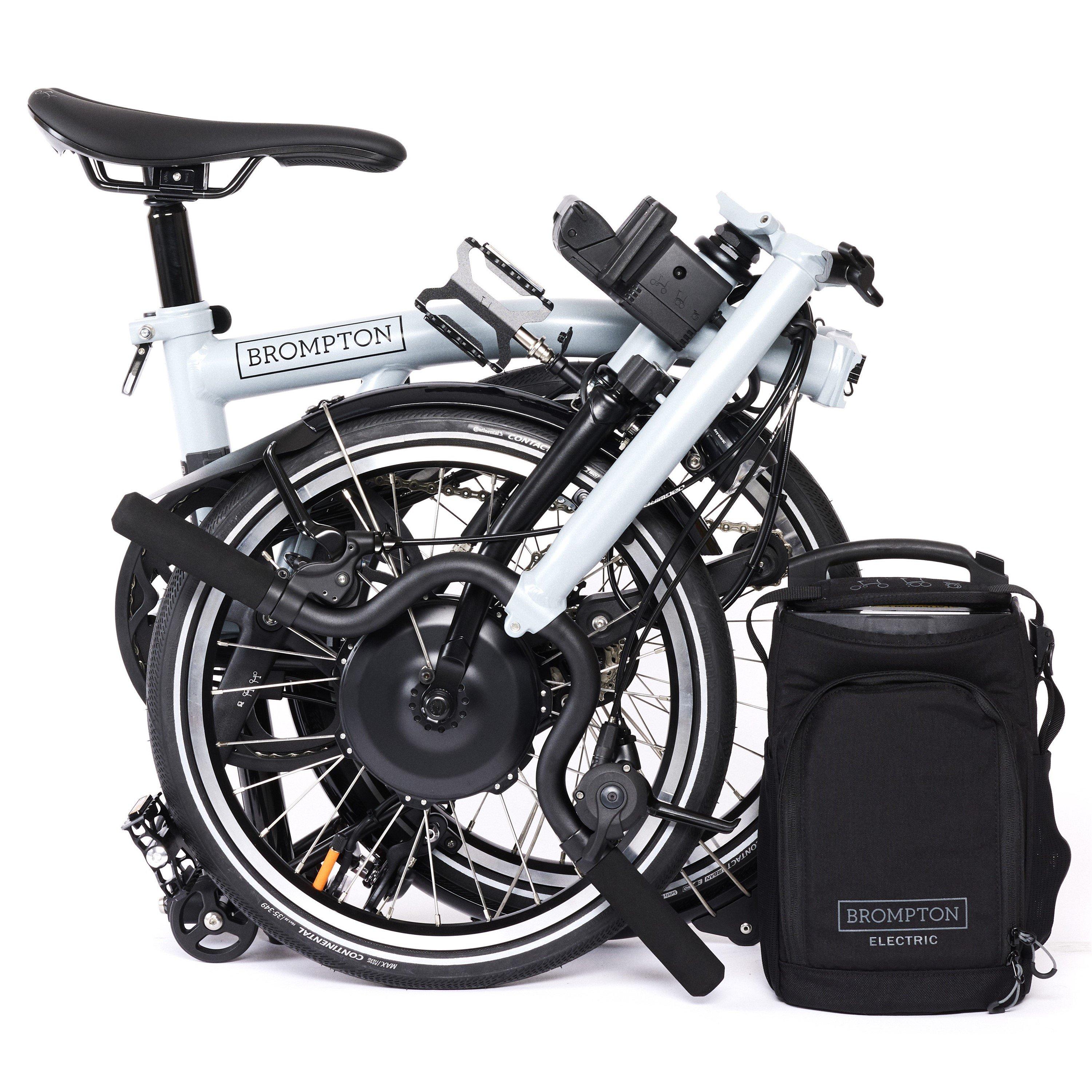 Lunar Ice - Brompton - Electric P Line 4-speed - Mid Handlebar - Folding Bike - 4