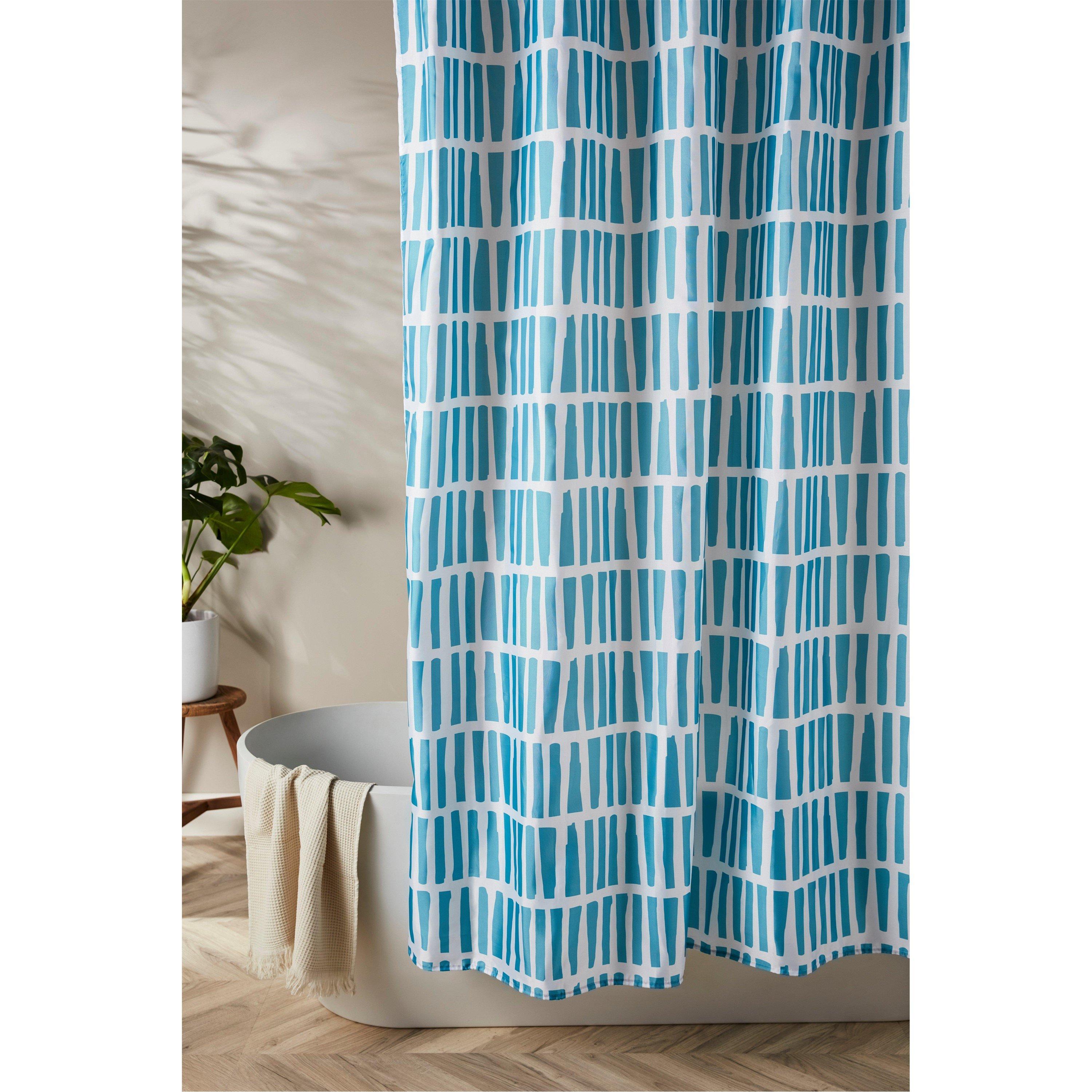 Blue - Homelife - Silhoutte Stripe Shower Curtain - 1
