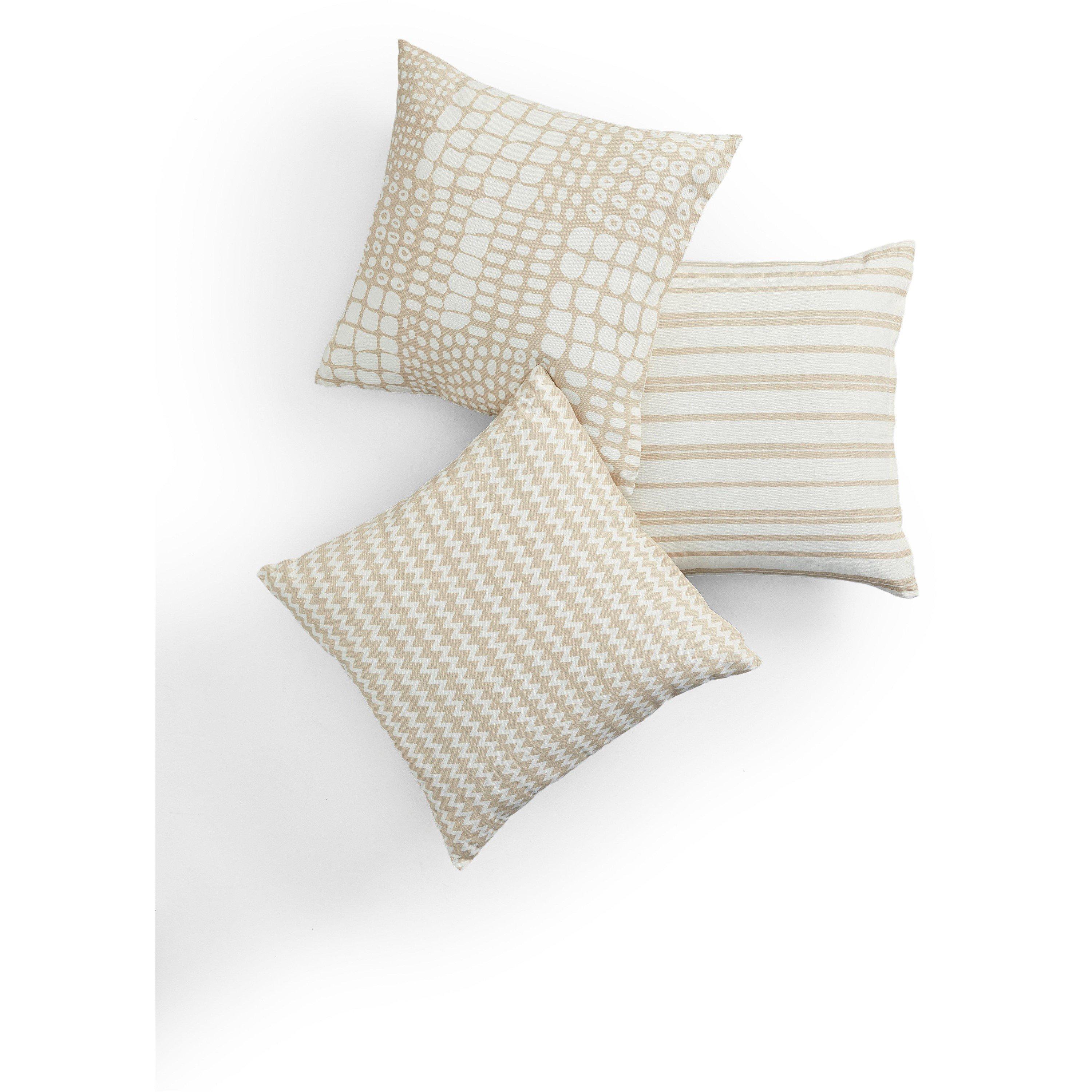 Natural - Homelife - Pack of 3 Charcoal Cushion Covers - 2