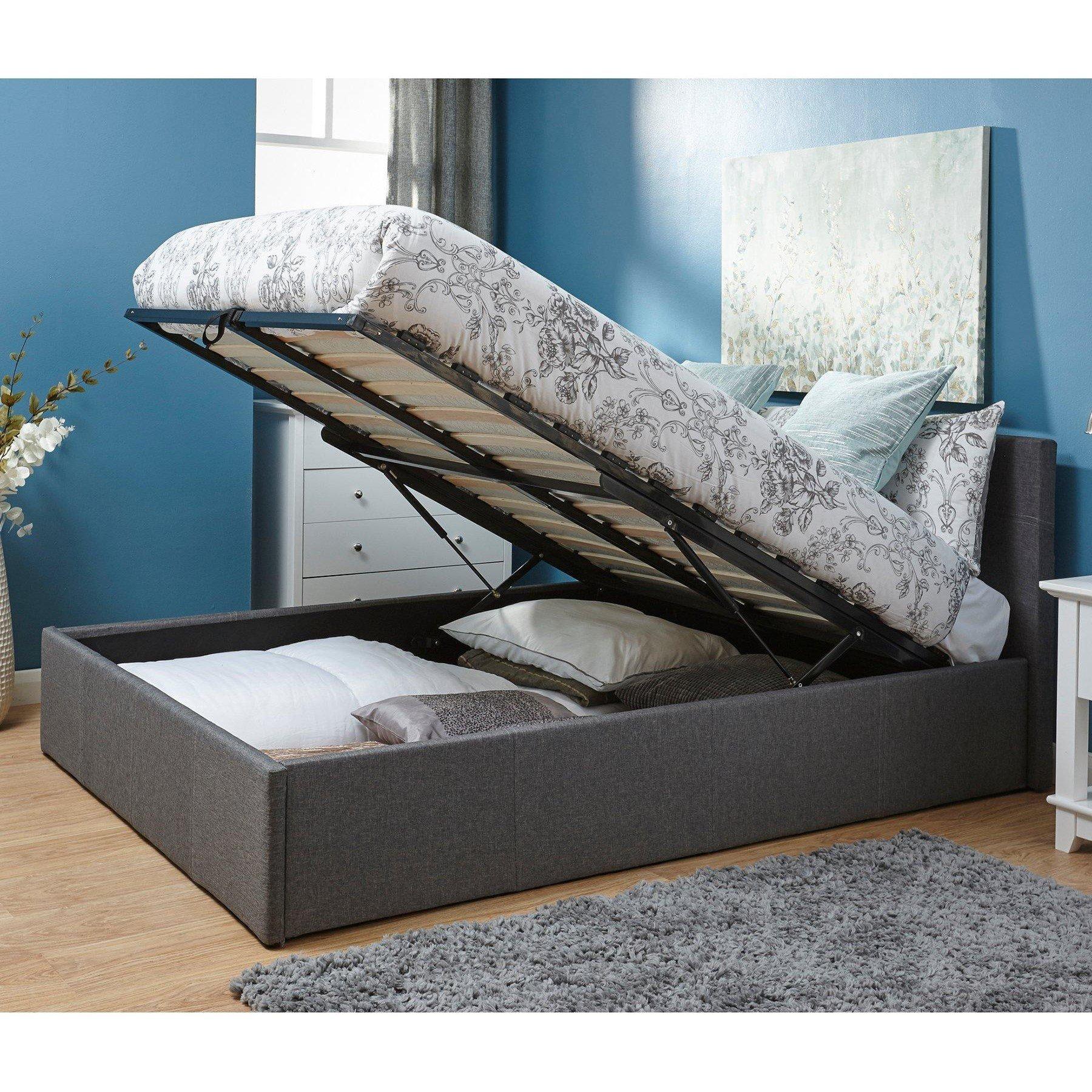 Gfw  Faux Leather Ottoman Bed With Mattress - Grey - Double