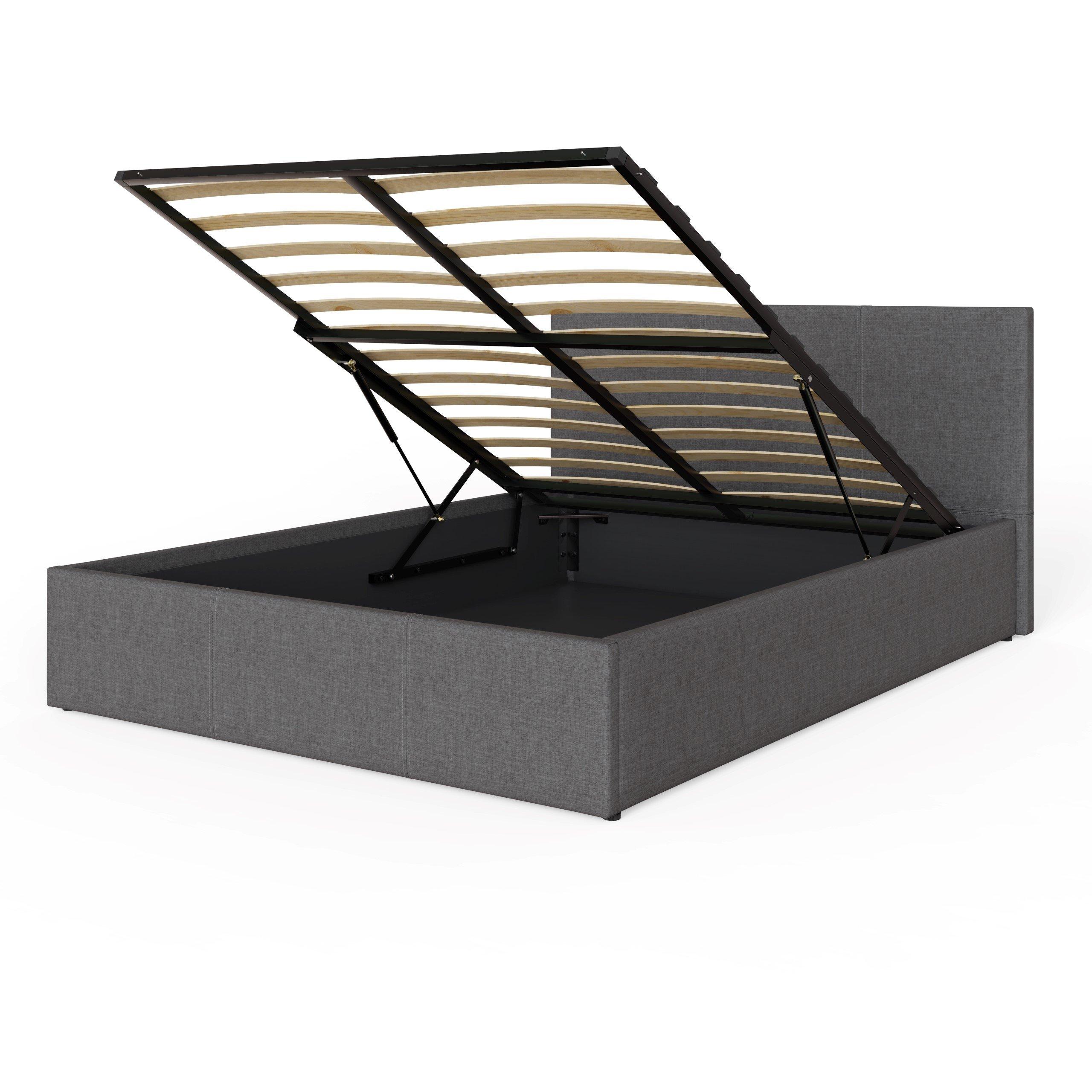 Grey - GFW - End Lift Ottoman Bed Grey Hopsack Fabric - 3