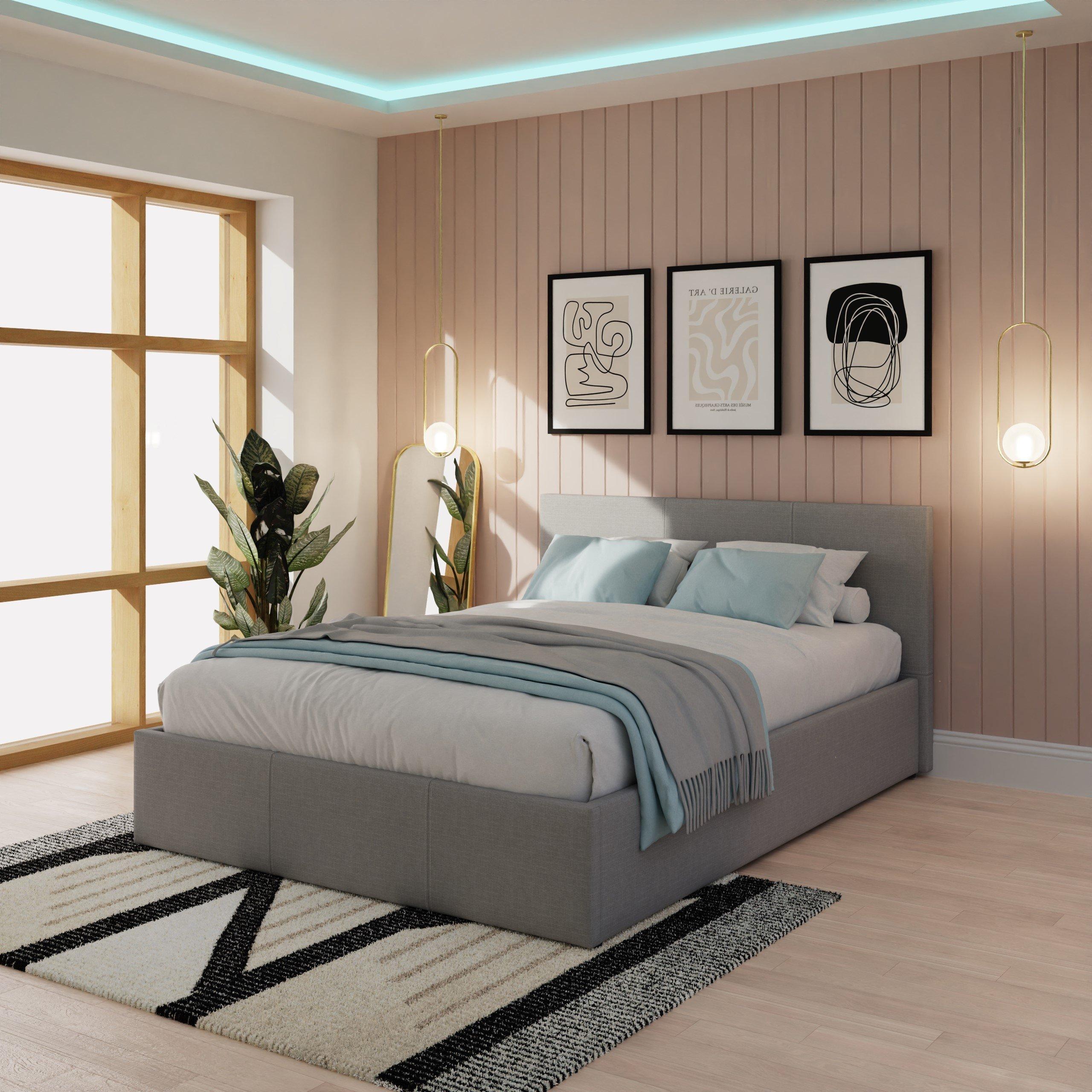 Grey - GFW - End Lift Ottoman Bed Faux Leather - 1