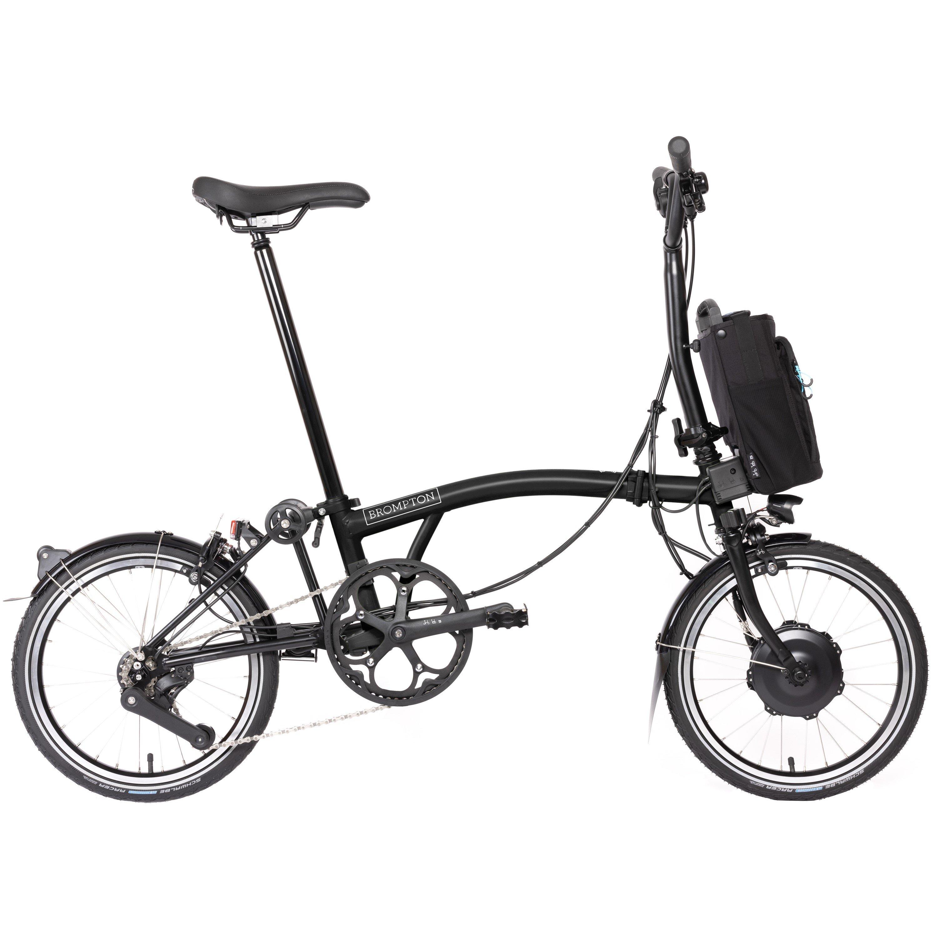 Matte Black - Brompton - Electric C Line 12-speed - Mid Handlebar - Folding Bike - 1