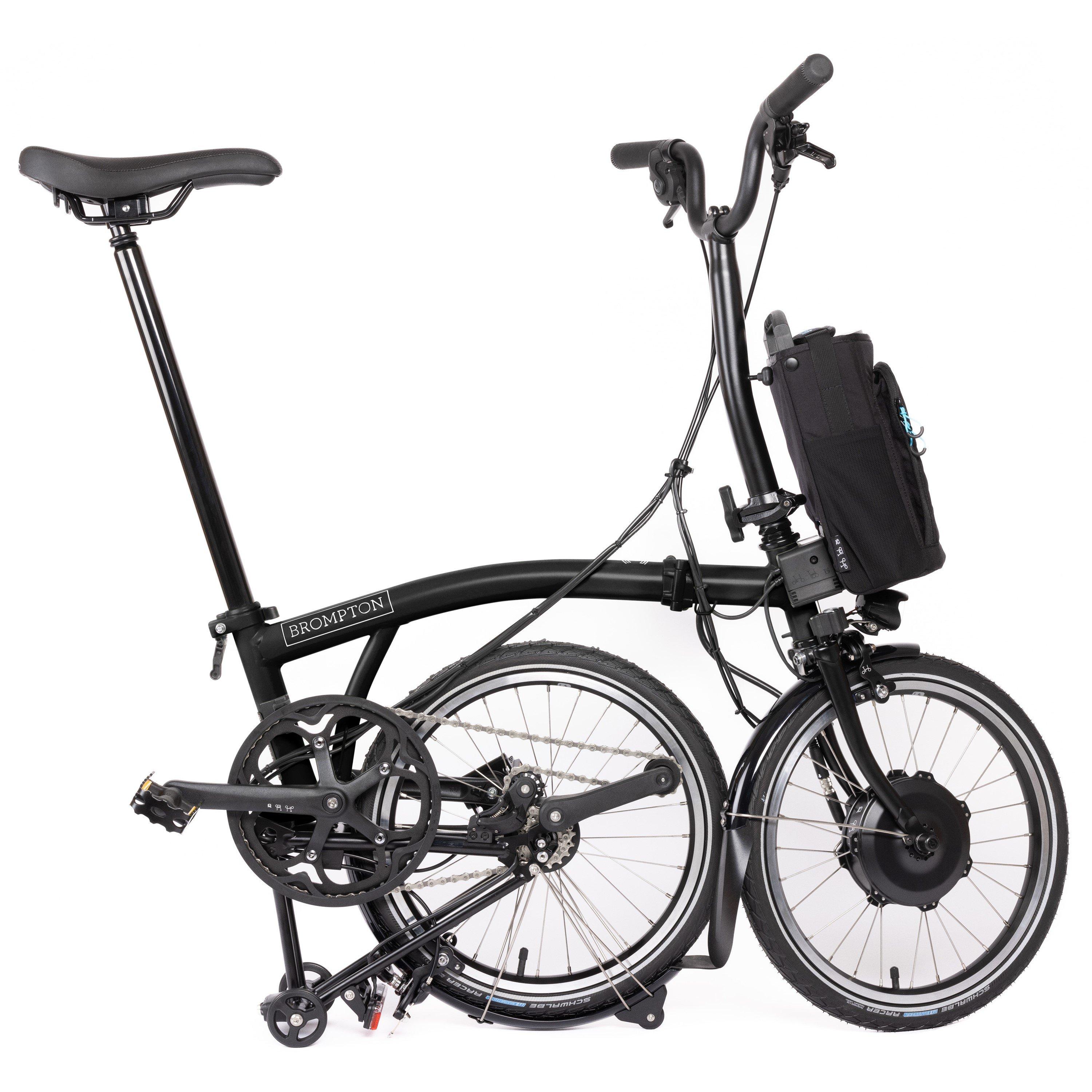 Matte Black - Brompton - Electric C Line 12-speed - Mid Handlebar - Folding Bike - 3