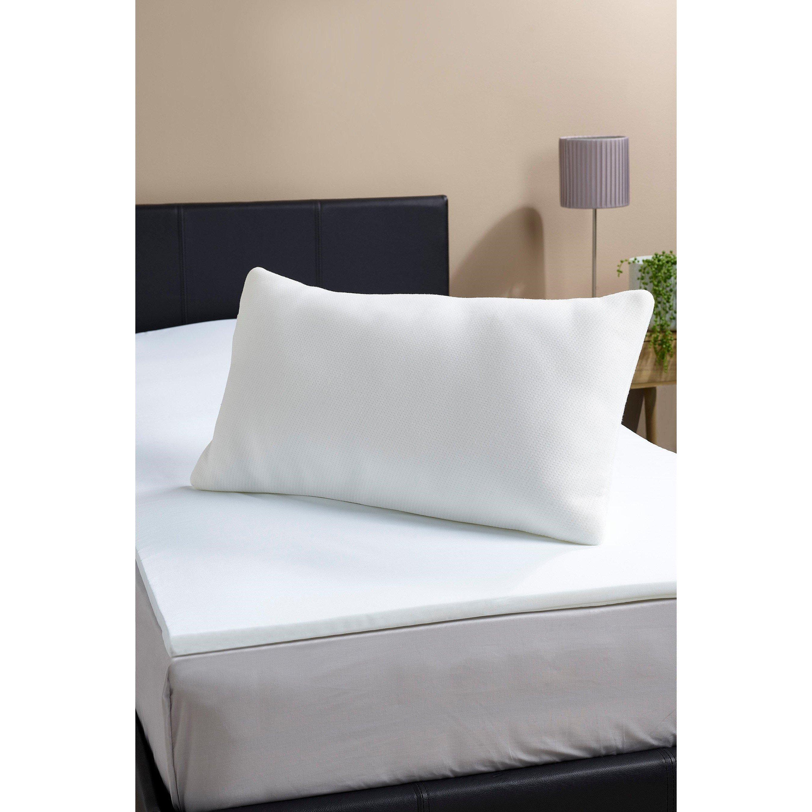 White - Homelife - Memory Foam Mattress Topper with Pillow - 1