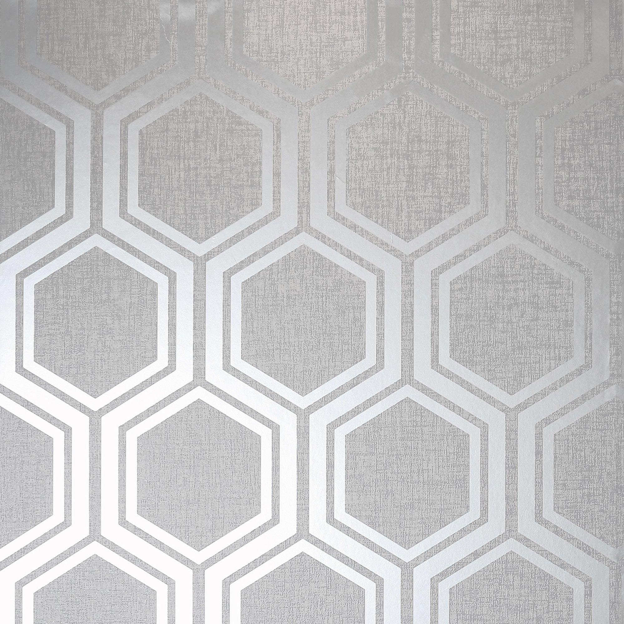 Silv grey - Arthouse - Luxe Hexagon Wallpaper Si - 1