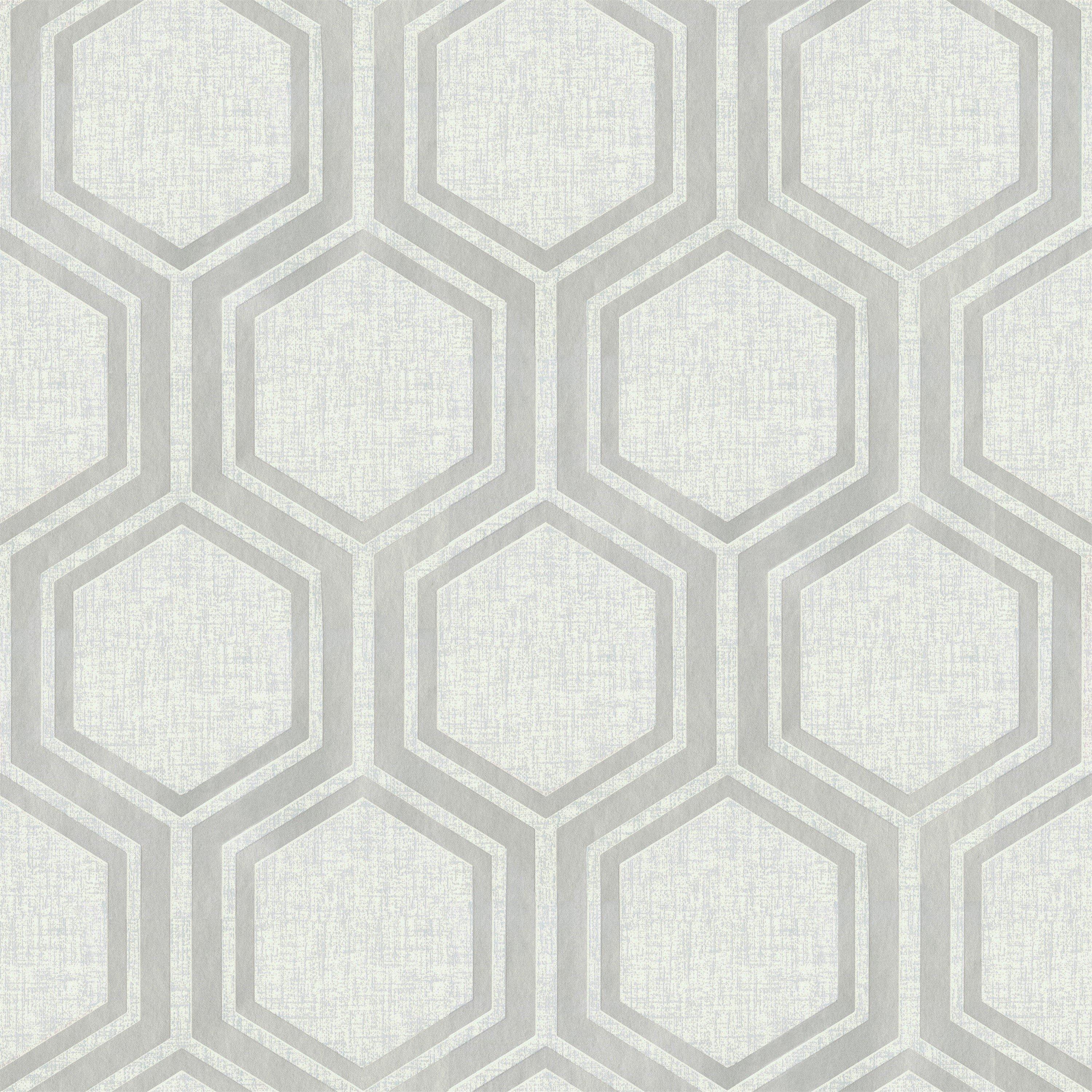 Silv grey - Arthouse - Luxe Hexagon Wallpaper Si - 5