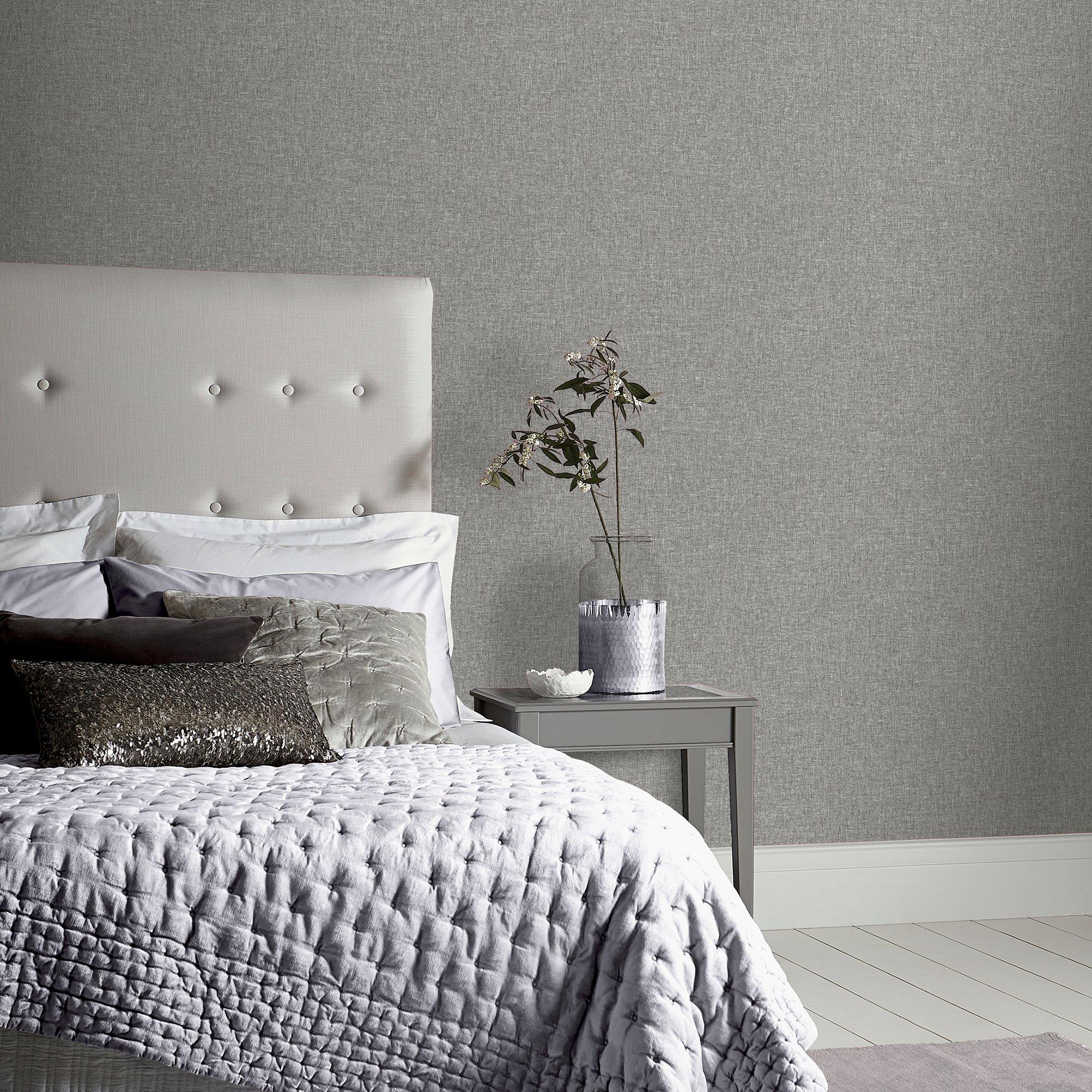 Grey - Arthouse - Linen Texture Light Grey - 6