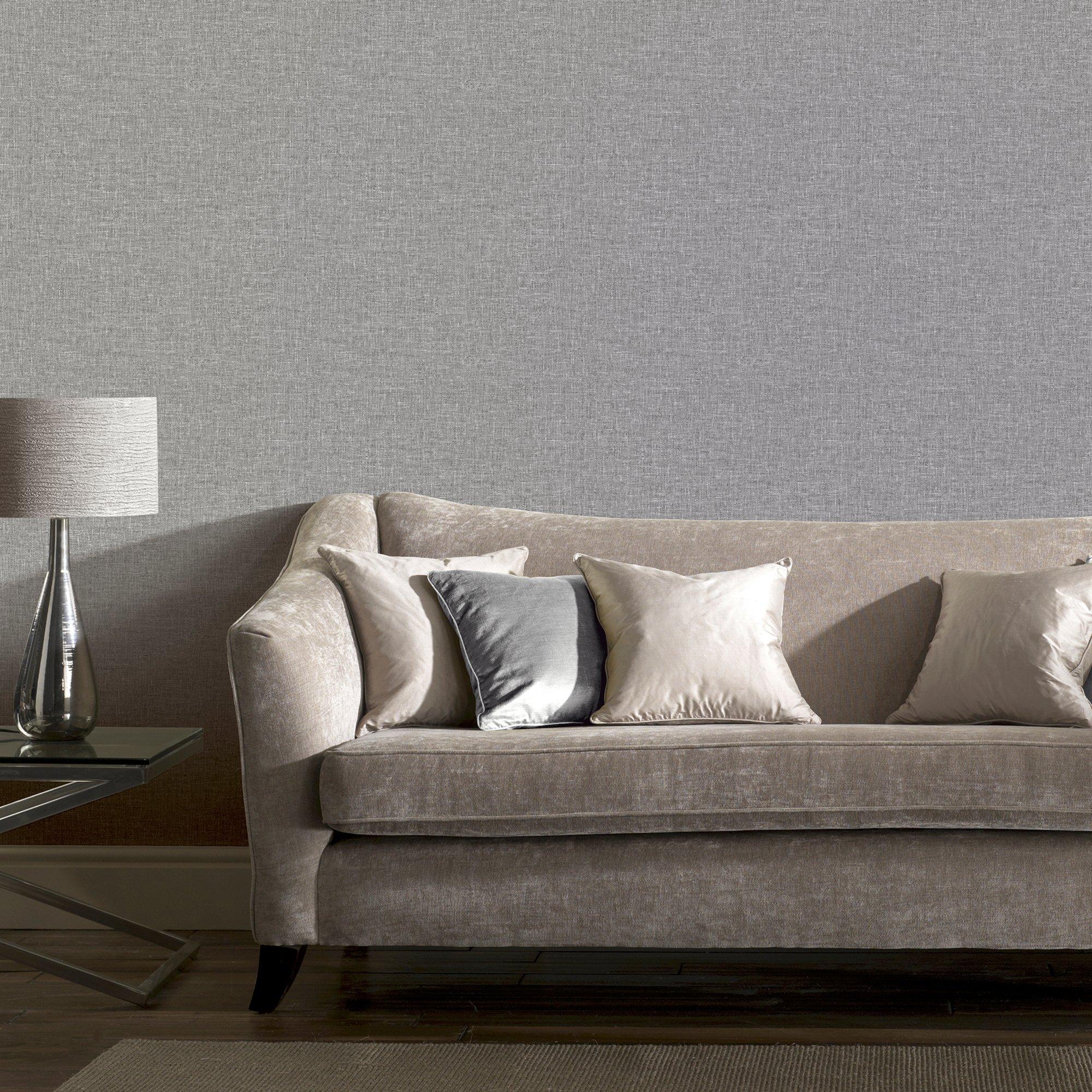 Grey - Arthouse - Linen Texture Light Grey - 7