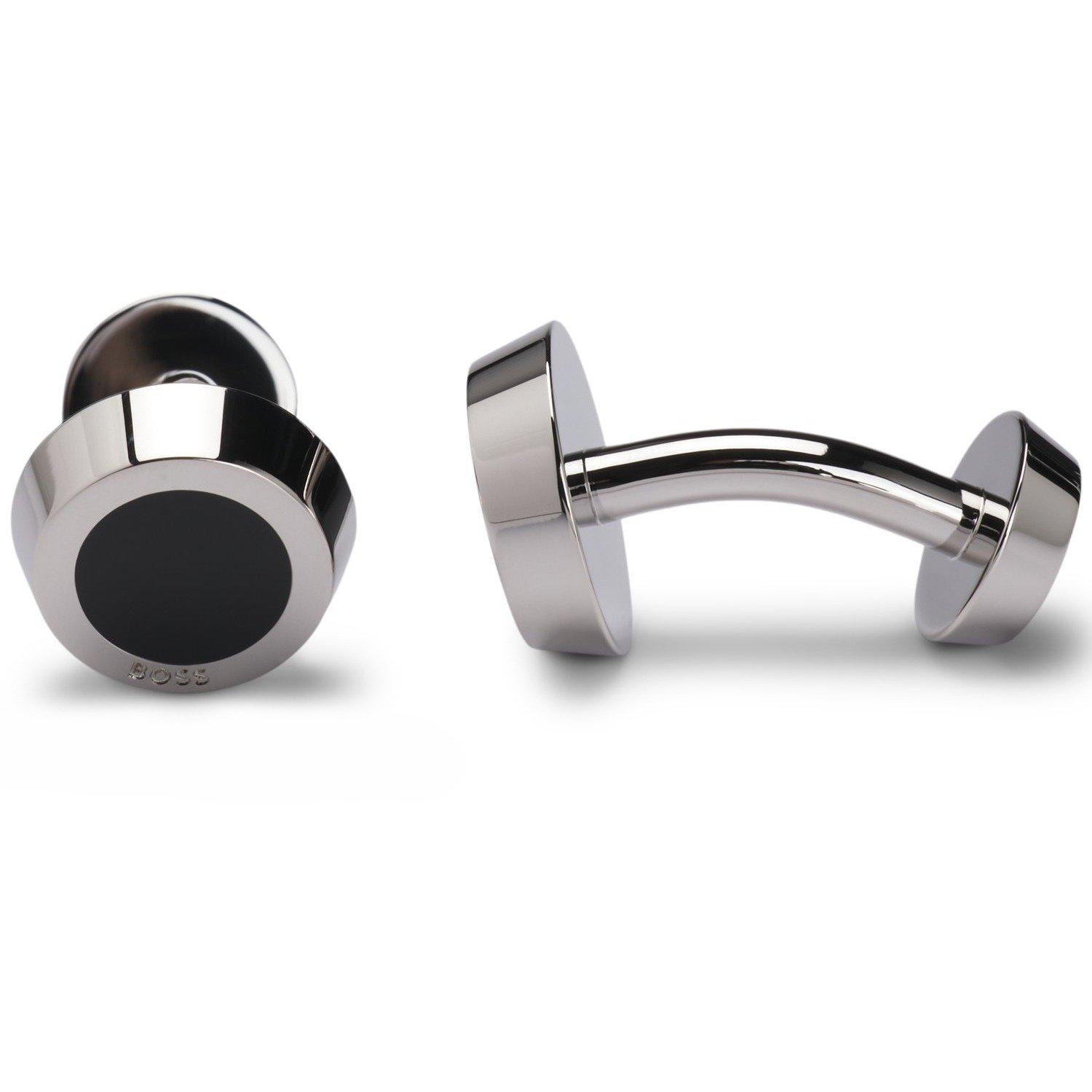 Black - Boss - Men's Simony Polished Silver-Tone Cufflinks - 6