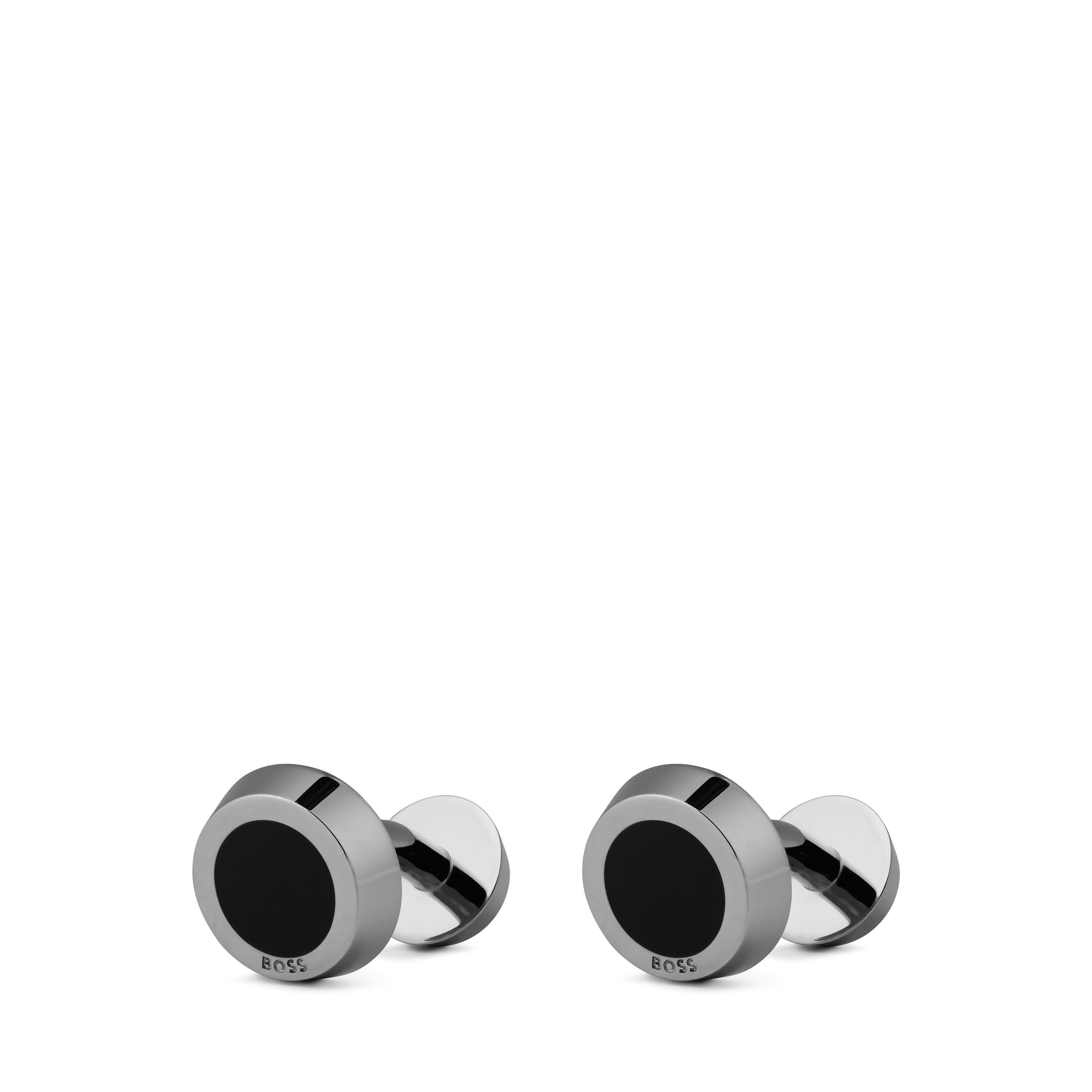 Boss Men's Simony Polished Silver-Tone Cufflinks - Navy