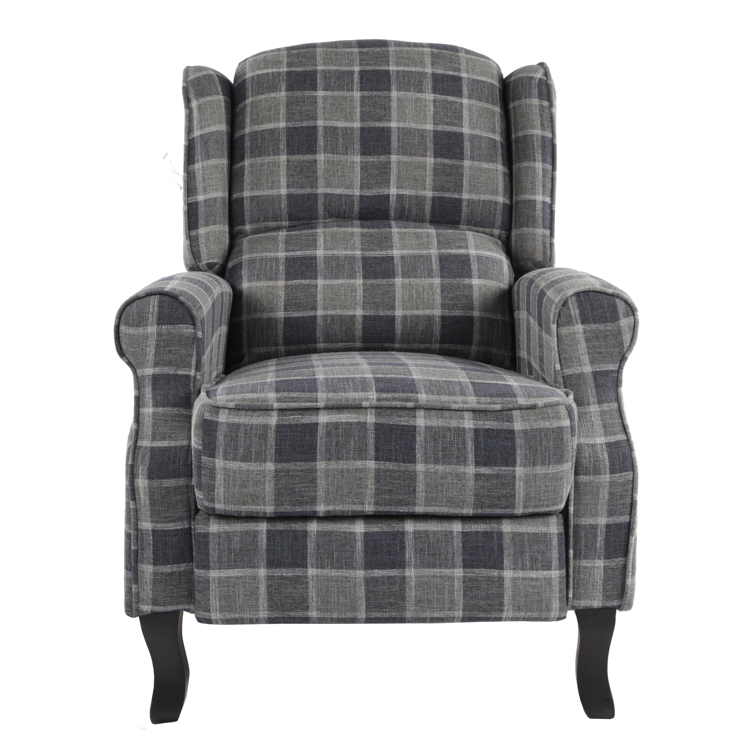 Grey/Grey - Homelife - Classic Recliner with White Check - 3