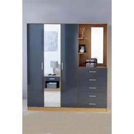 Homelife Carleton High Gloss Mirror Combi Unit