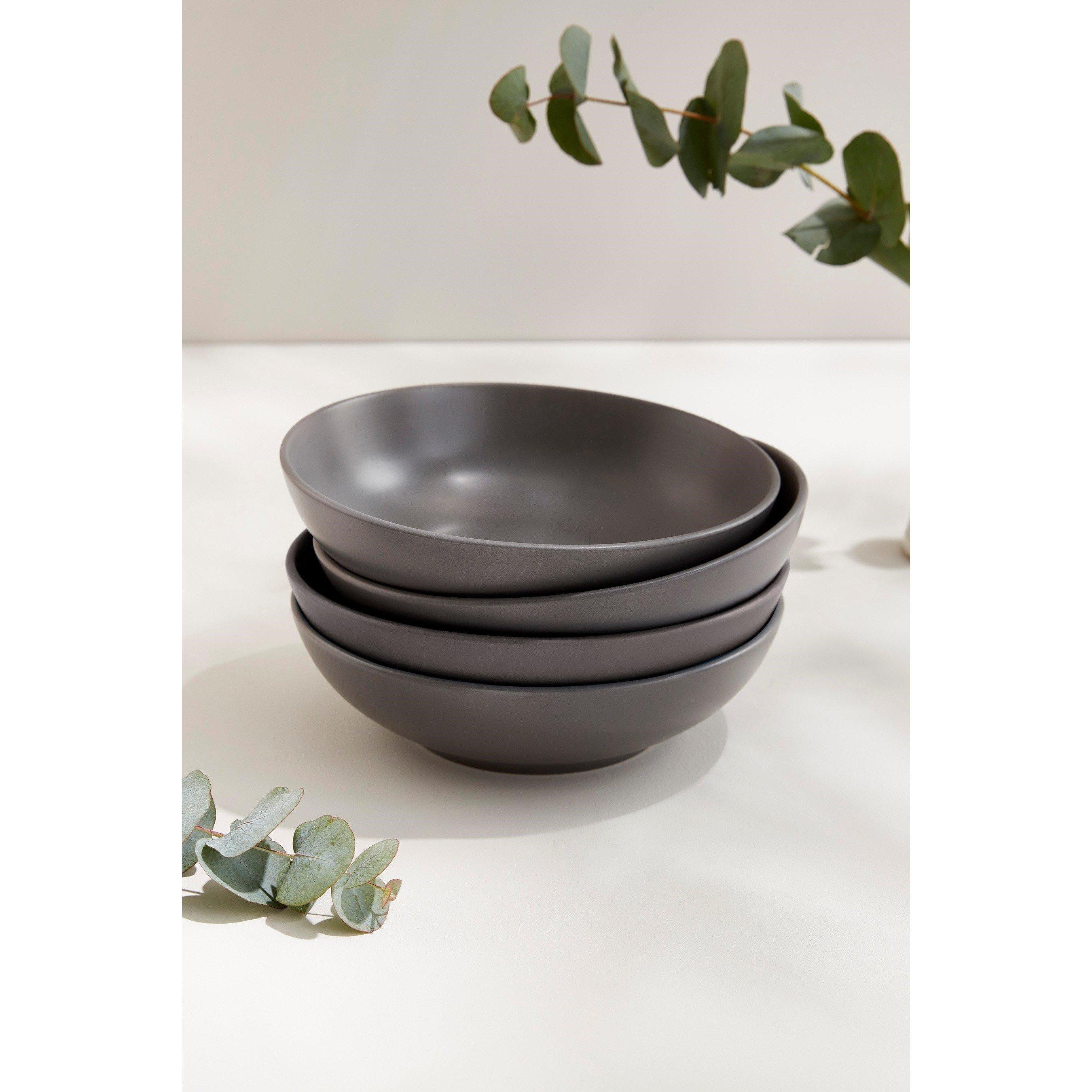 Charcoal Grey - Homelife - 4 Piece Stoneware Pasta Bowls - 1