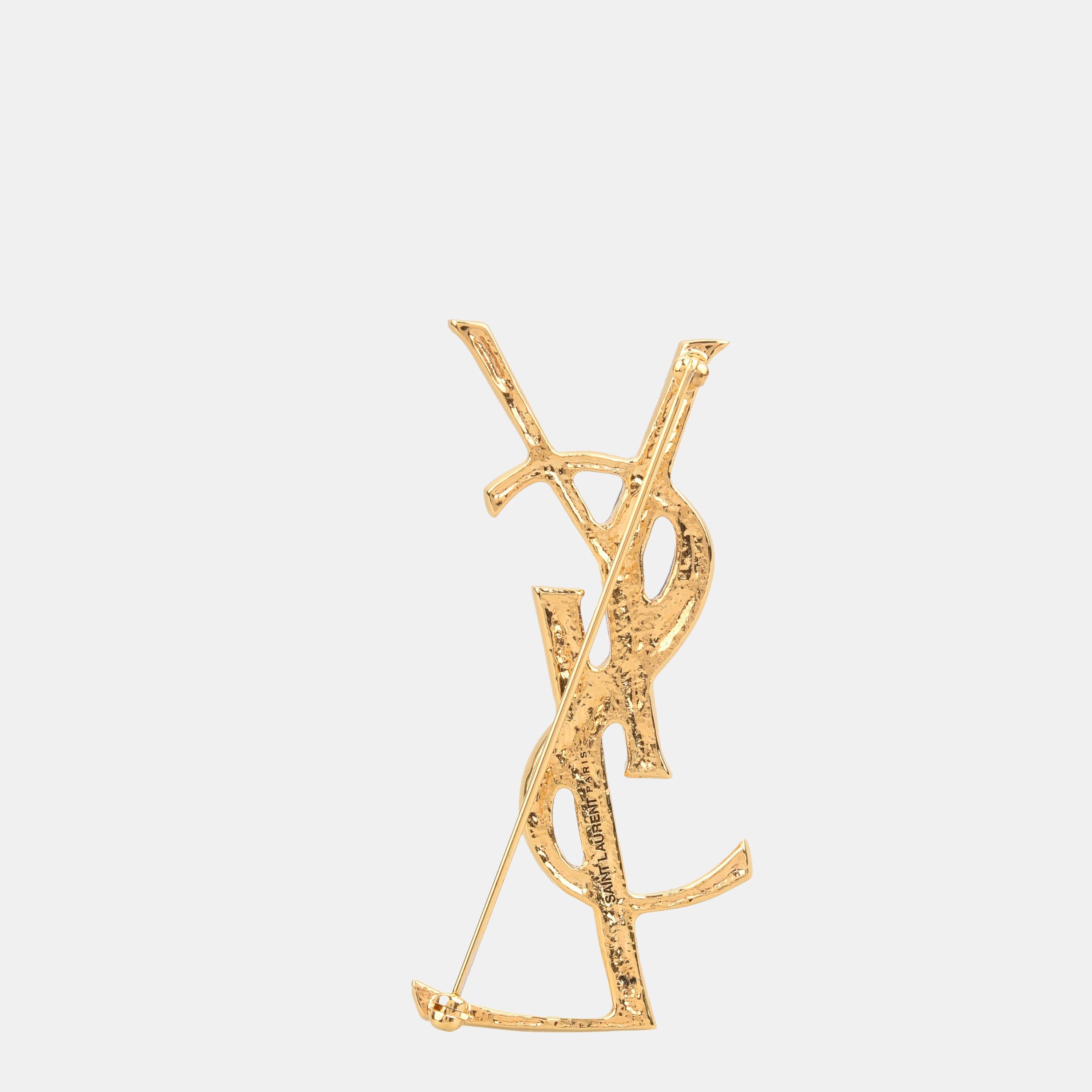 Gold - Saint Laurent - Cassandre Crocodile Brooch - 2