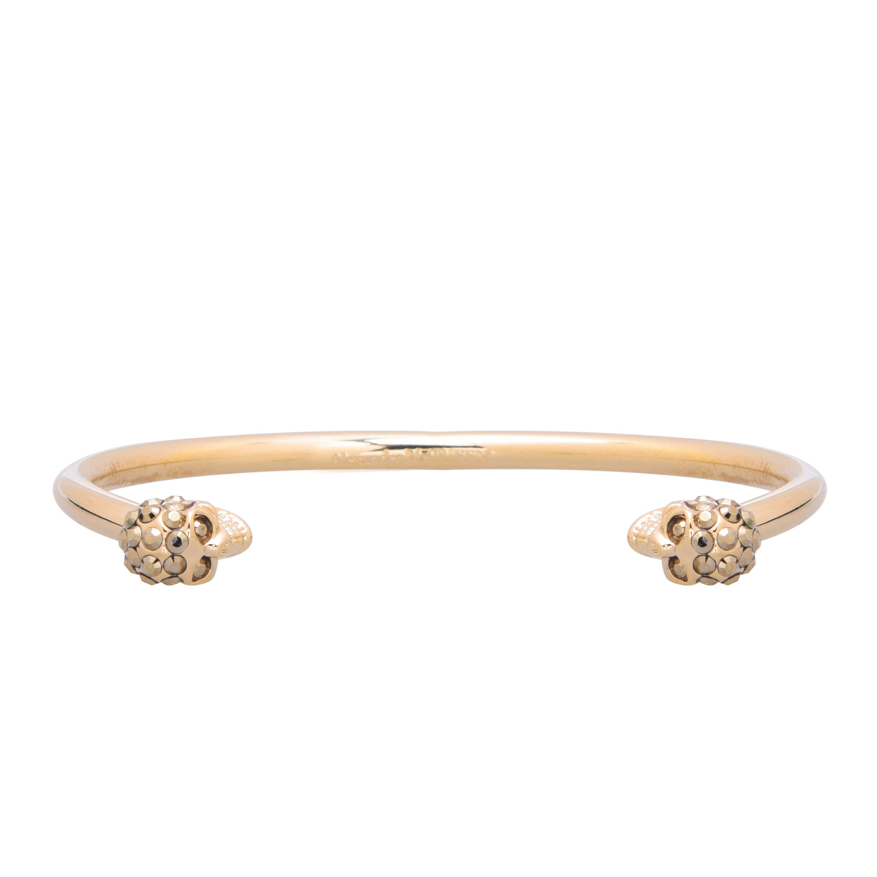 Alexander McQueen Thin Twin Skull Crystal Bracelet | Cruise Fashion