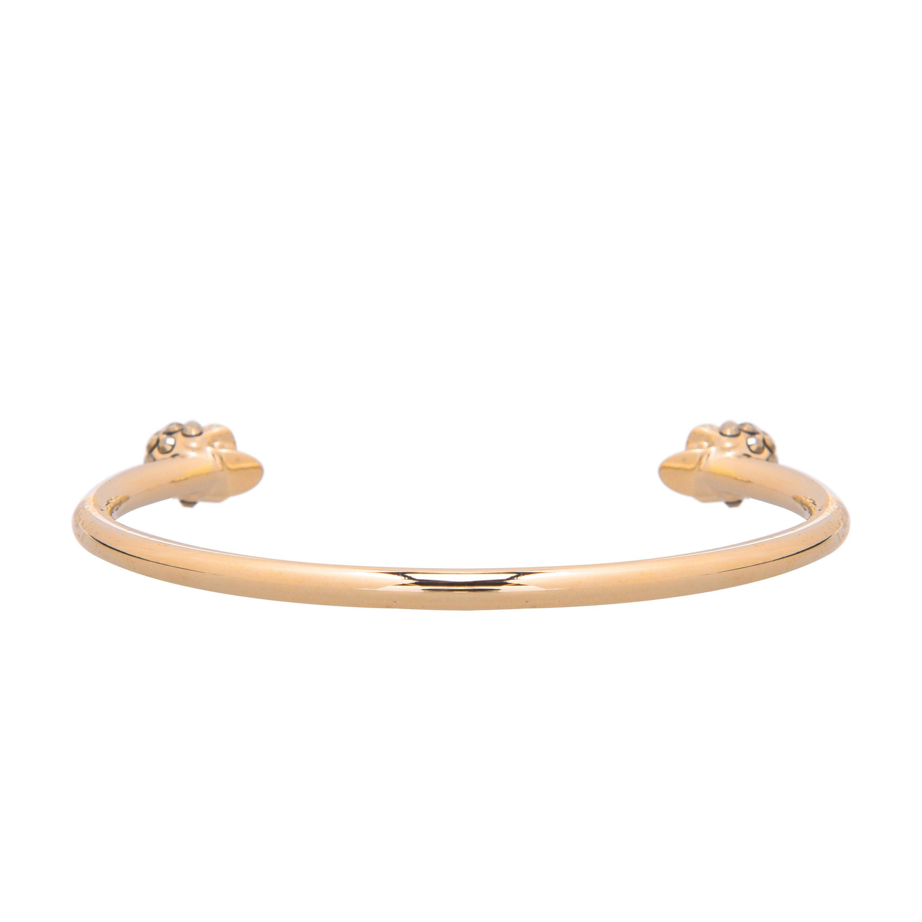 Gold 7286 - Alexander McQueen - Thin Twin Skull Crystal Bracelet - 3
