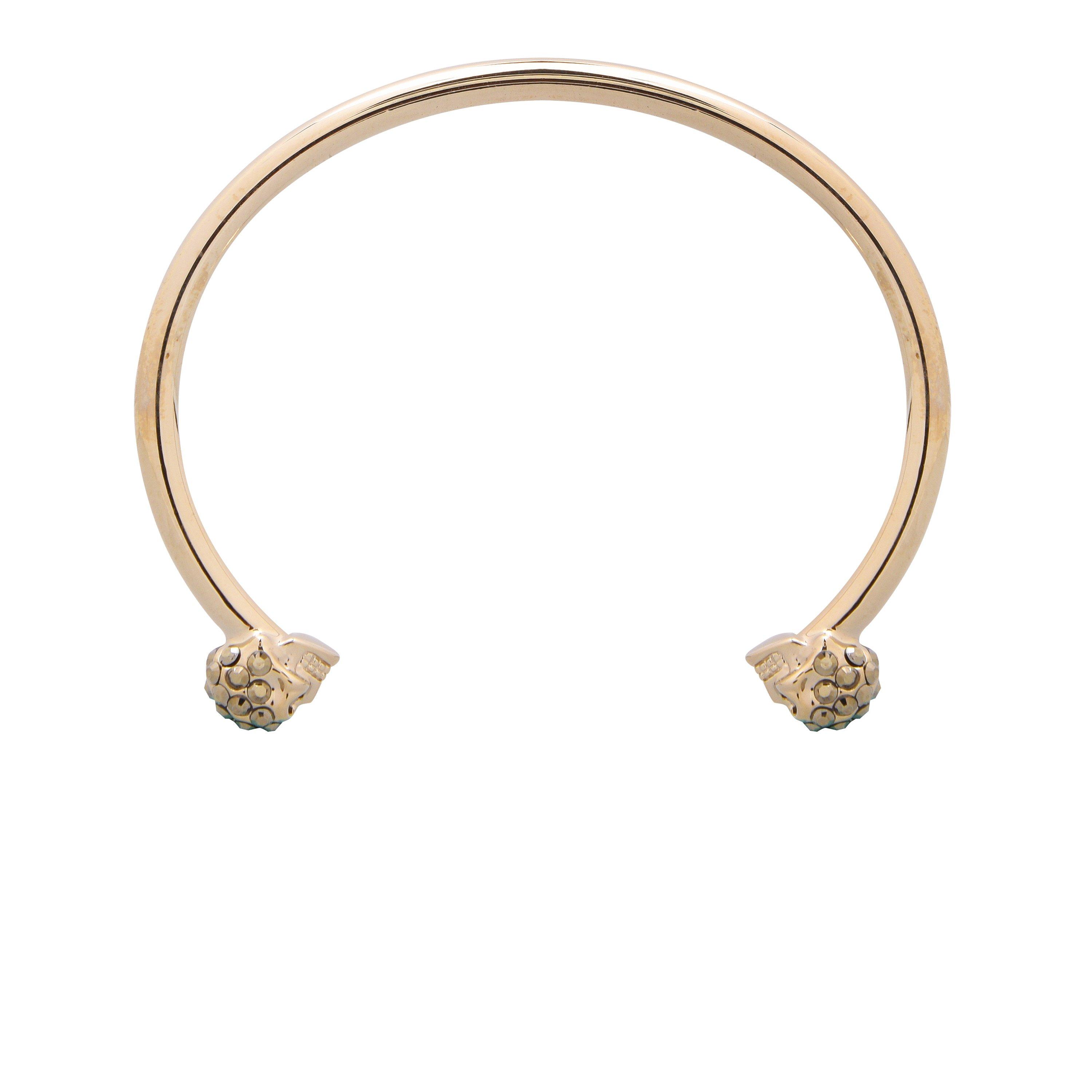 Gold 7286 - Alexander McQueen - Thin Twin Skull Crystal Bracelet - 4