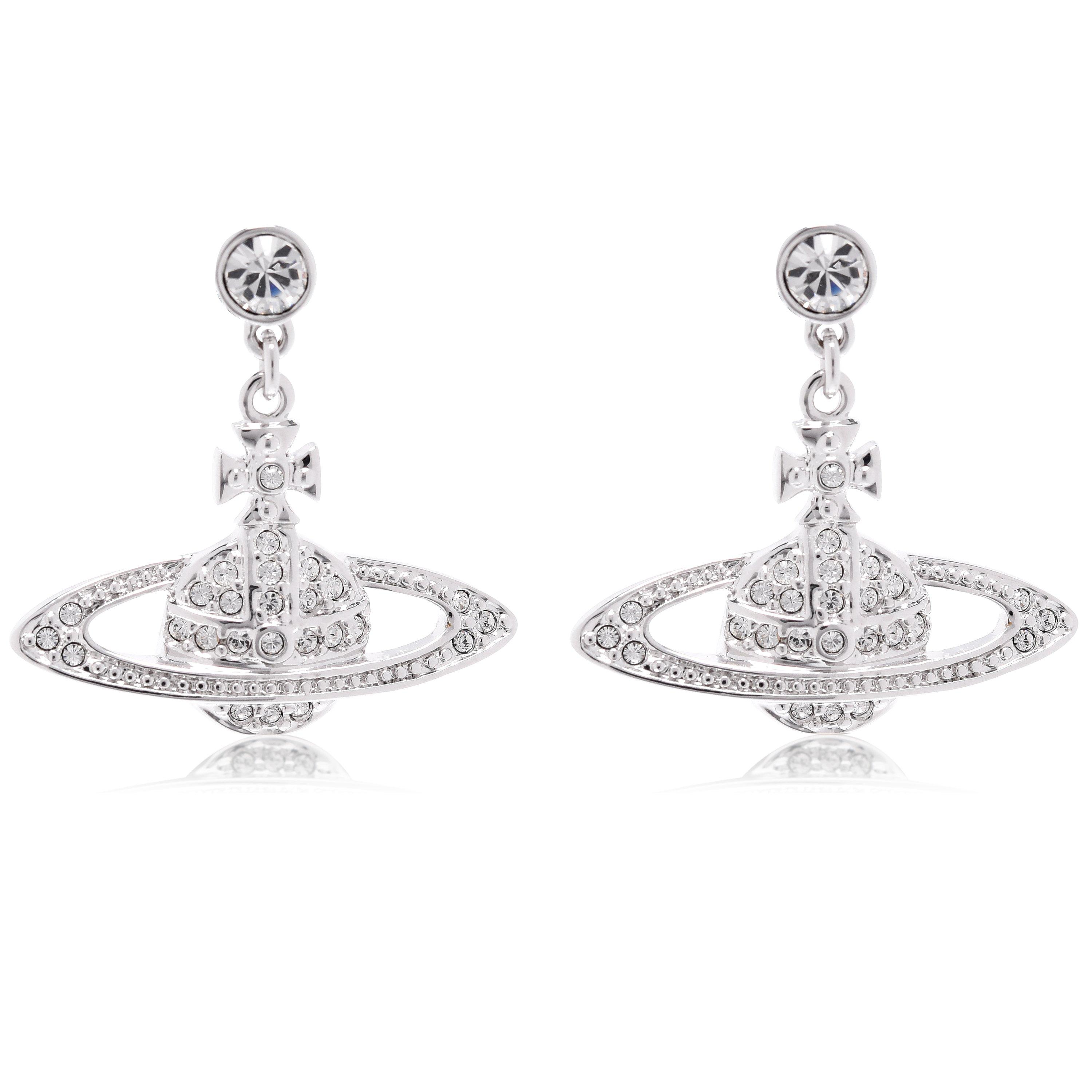 Vivienne Westwood Mini Relief Drop Earrings - Plat/Cryst P116