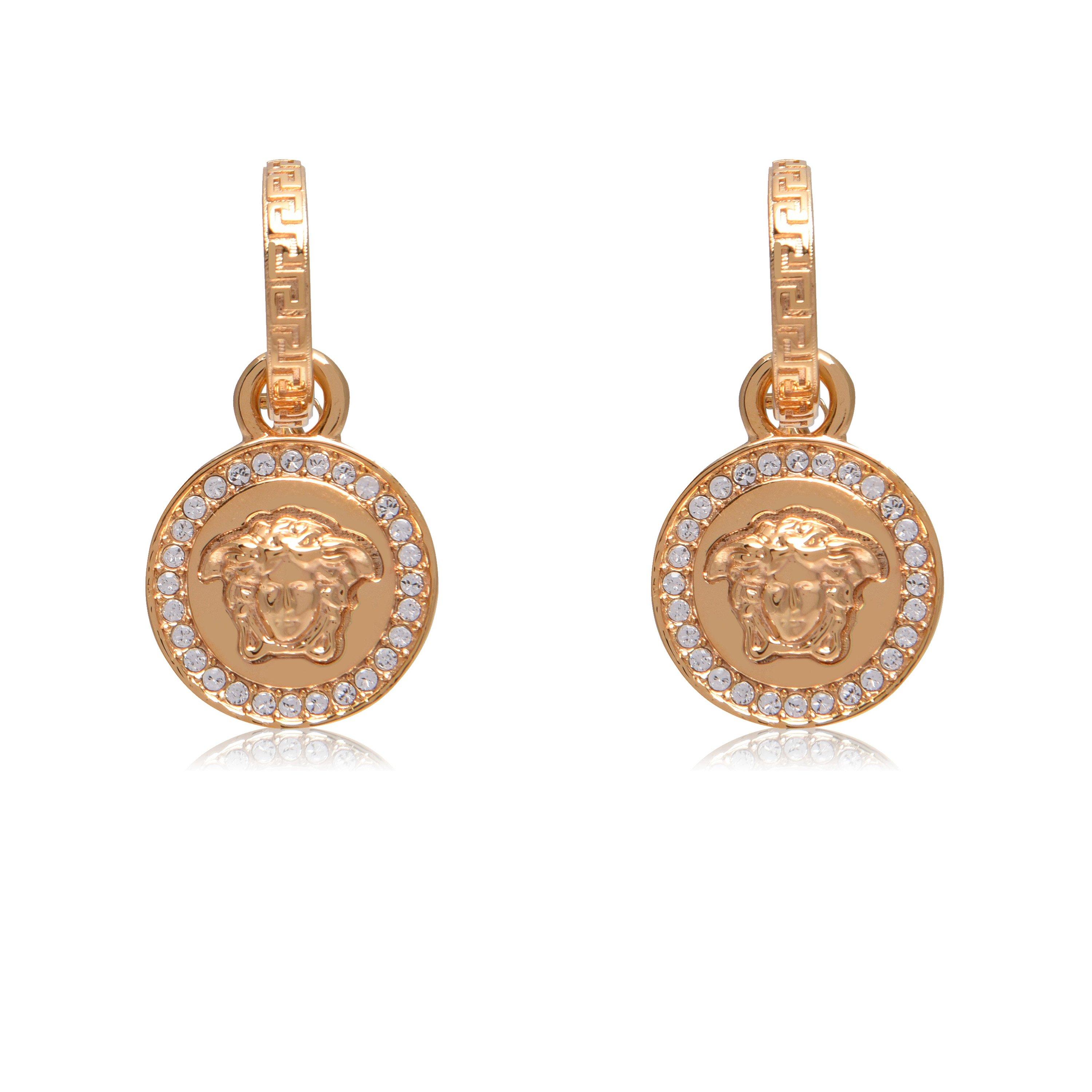 White/Gold D01O - Versace - Greca And Medusa Drop Earings - 1