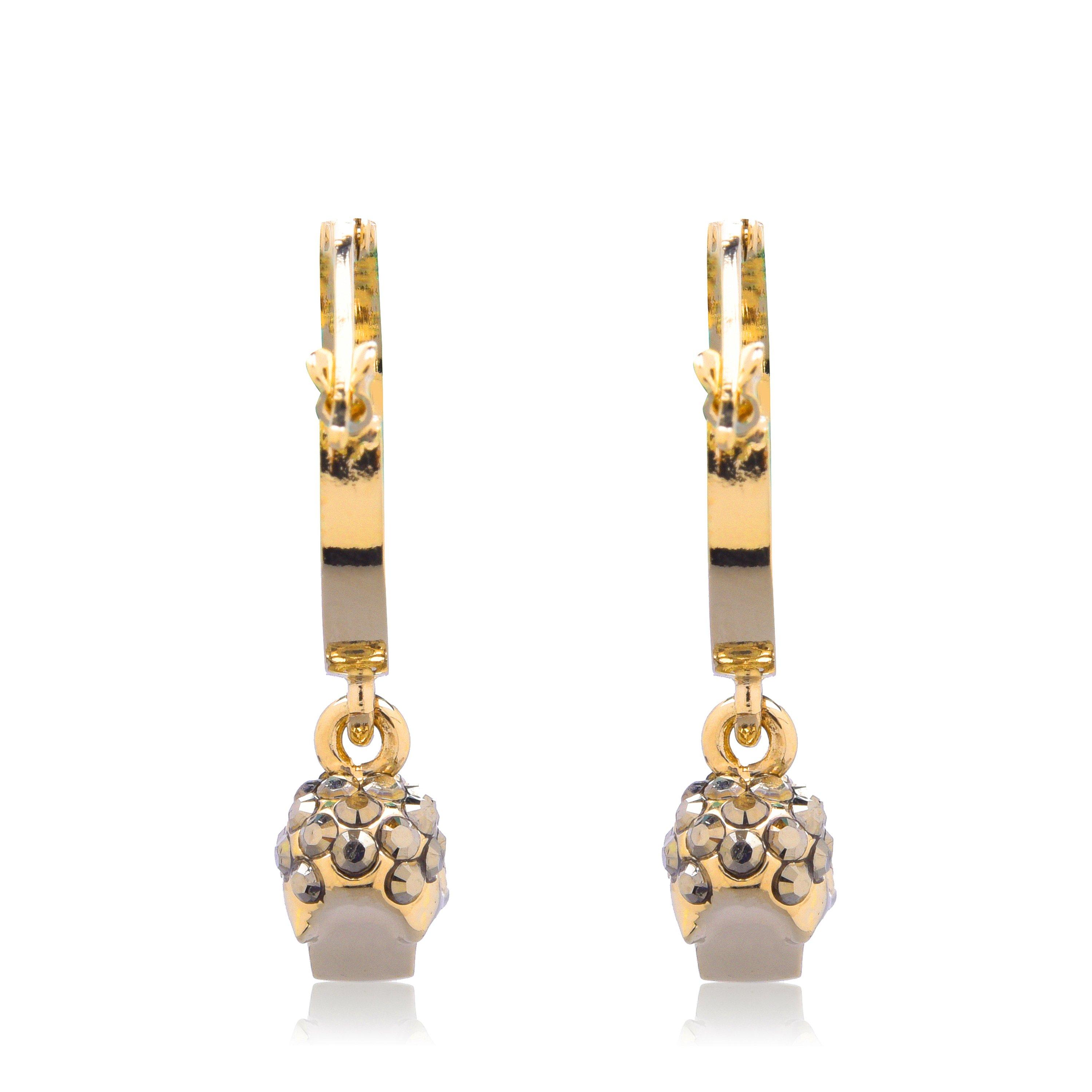 Gold 7286 - Alexander McQueen - Women's Skull Pave Hoop Earrings - 3