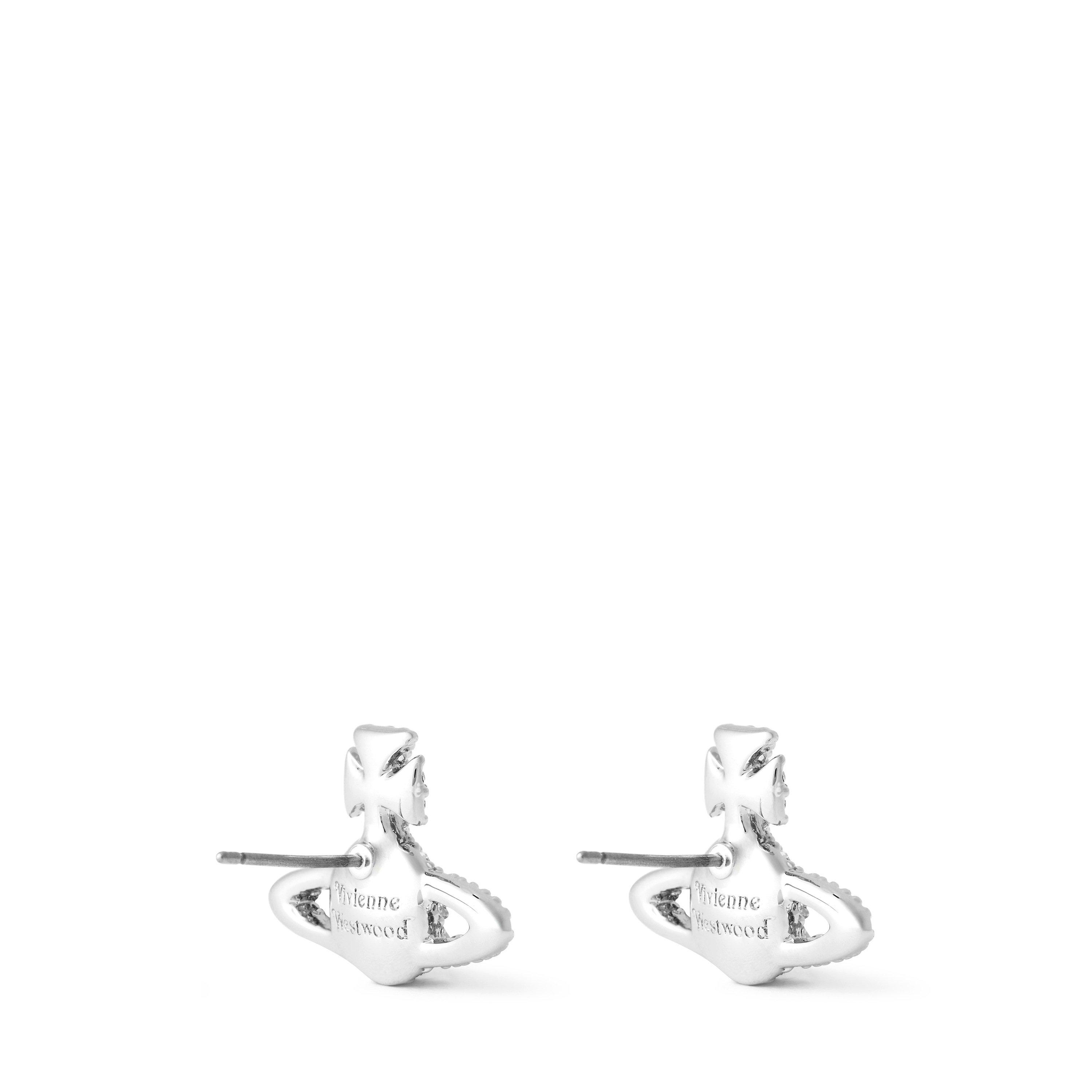 Plat/Cryst P116 - Vivienne Westwood - Women's Orb Motif Jewel Grace Stud Earrings - 2