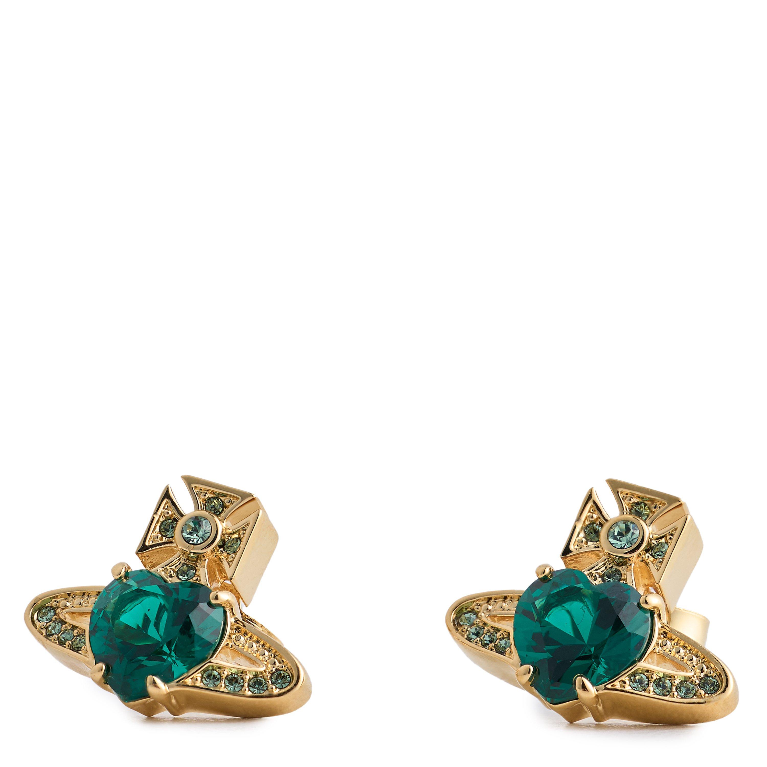 Vivienne Westwood Womens Ariella Earrings - GOLD / EMERALD