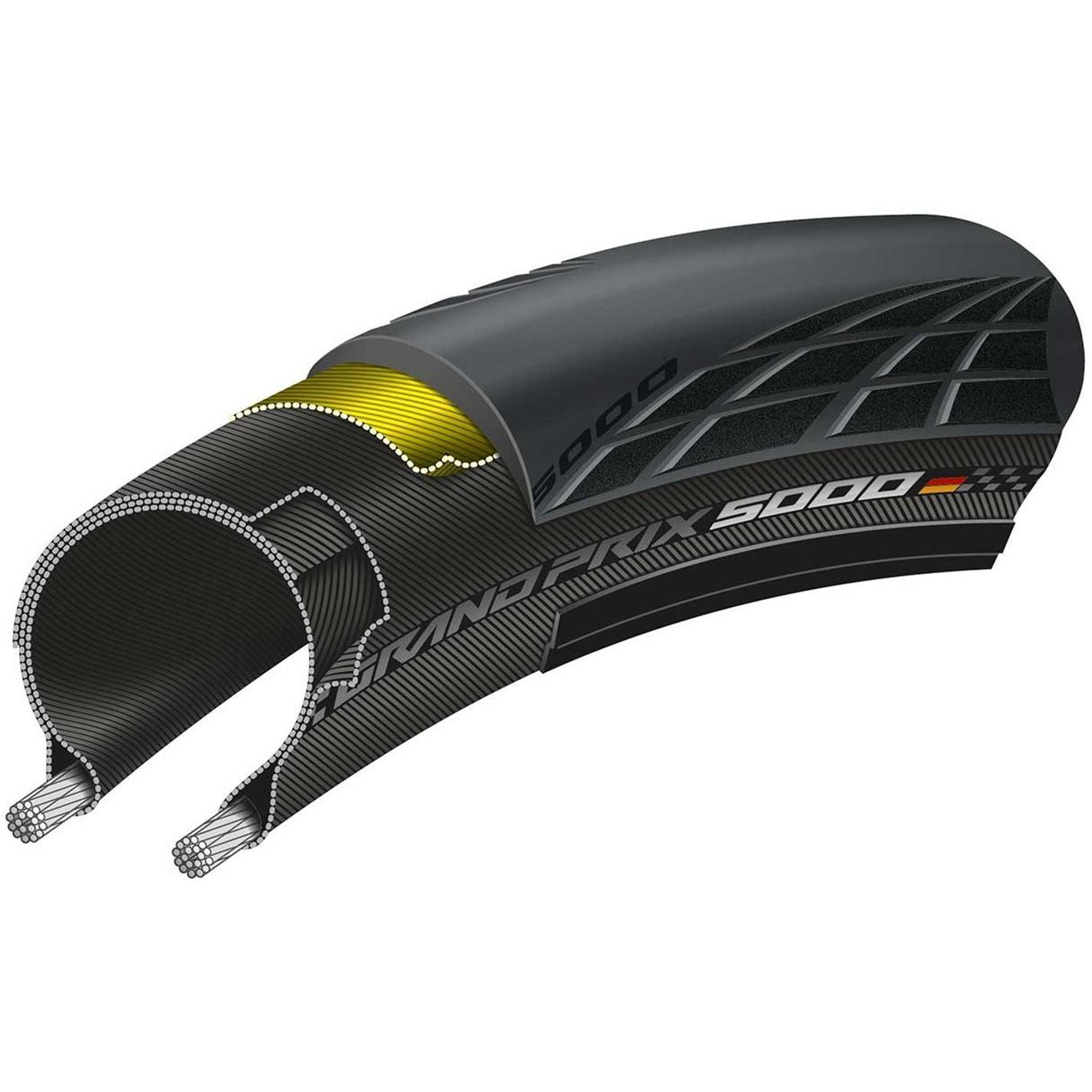 Continental  Grand Prix 5000 700C Tubeless Ready Folding Road Tyre - Black - 700x25c