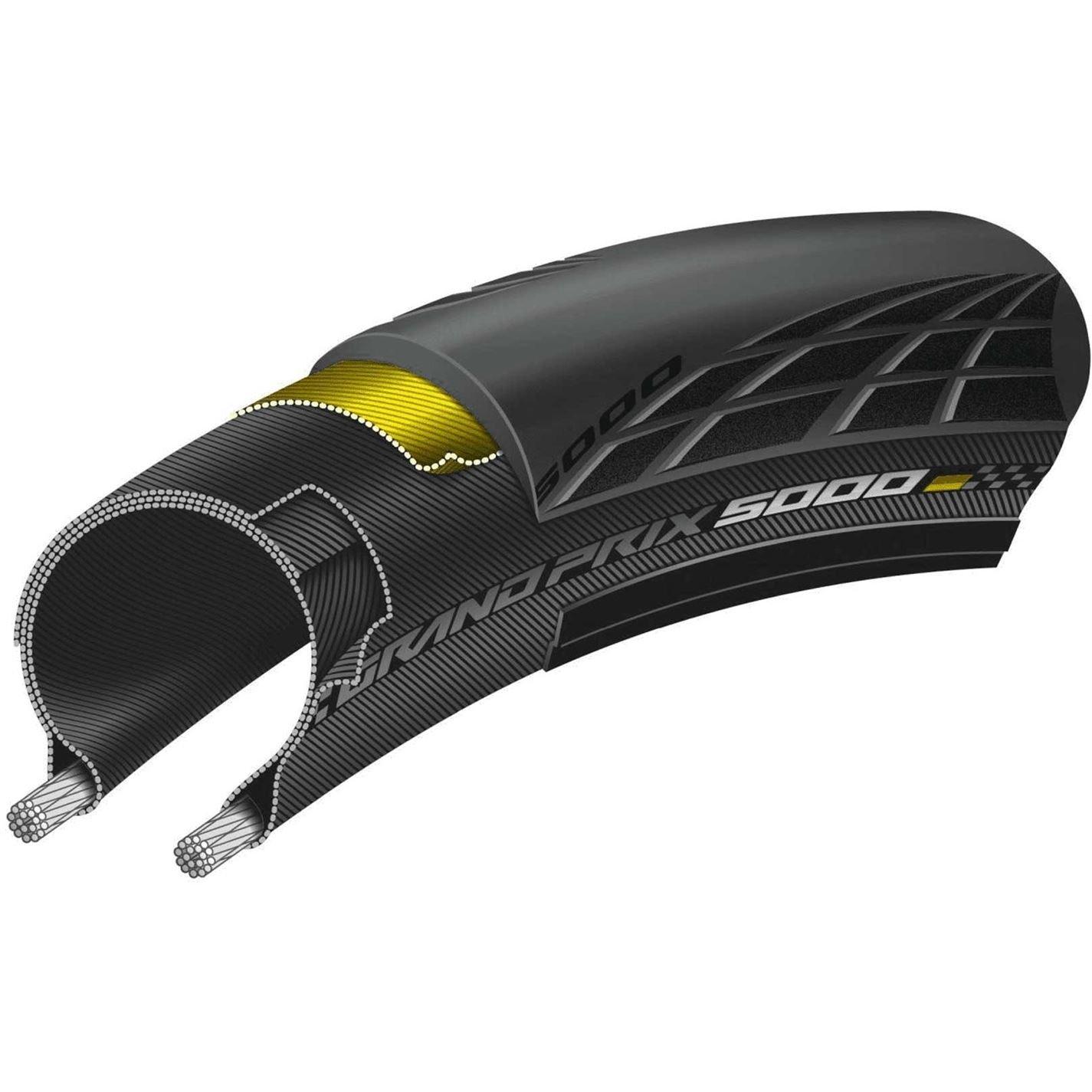 Sort - Continental - Grand Prix 5000 700C Tubeless Ready Folding Road Tyre - 5