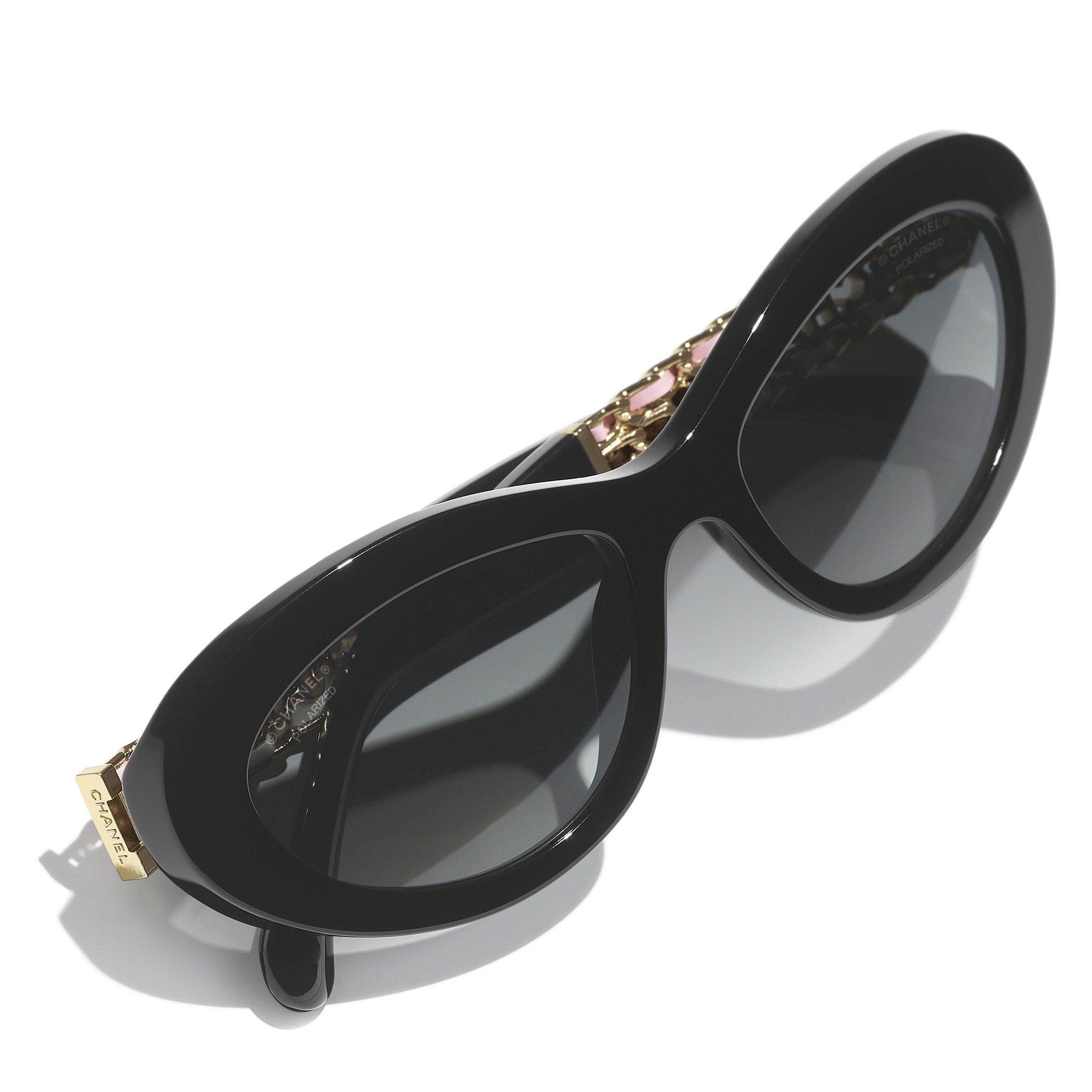 BLACK - CHANEL - CHANEL F OVAL ACETATE METAL SG - 3