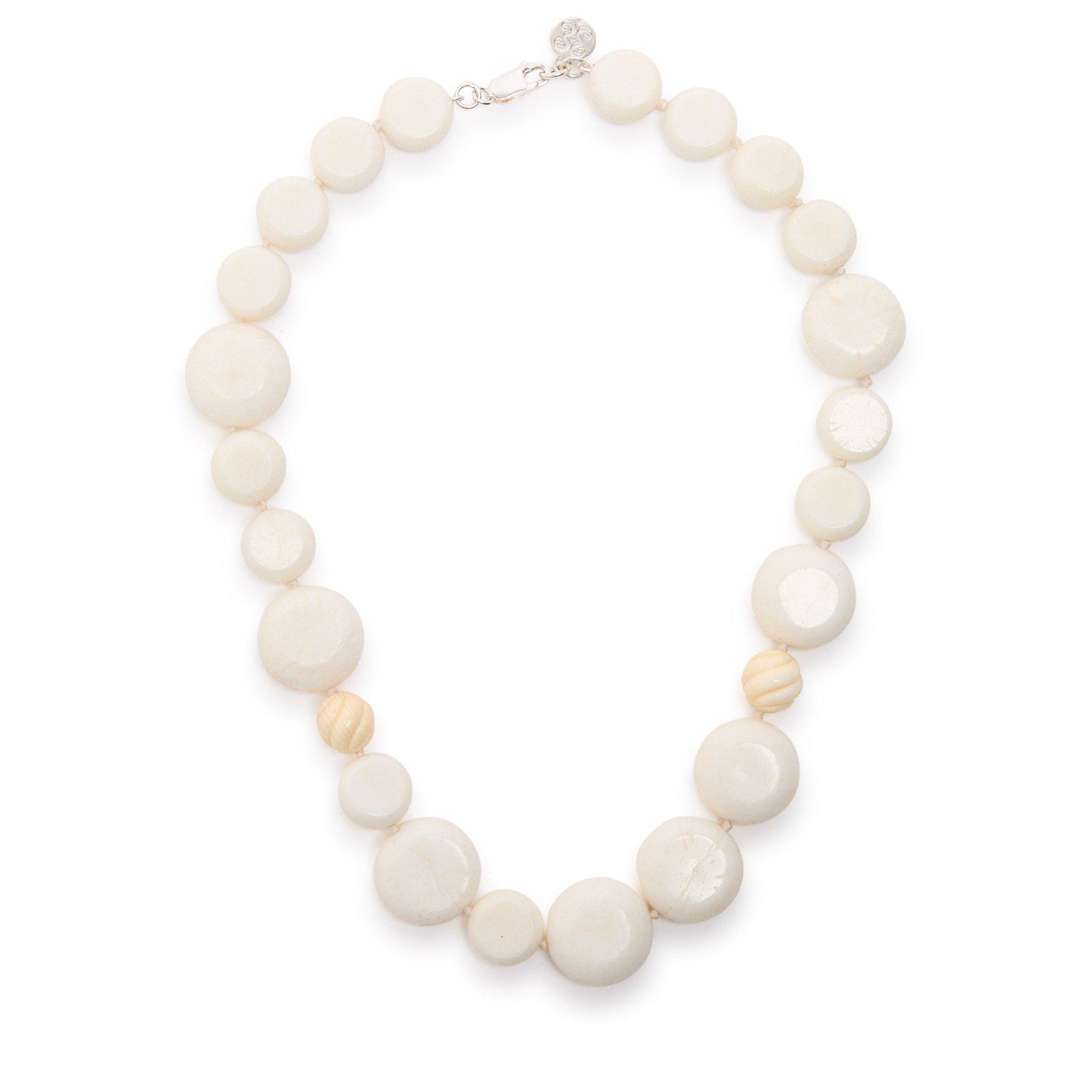 WHITE - Sapir Bachar - CARVED CORAL NECKLACE
