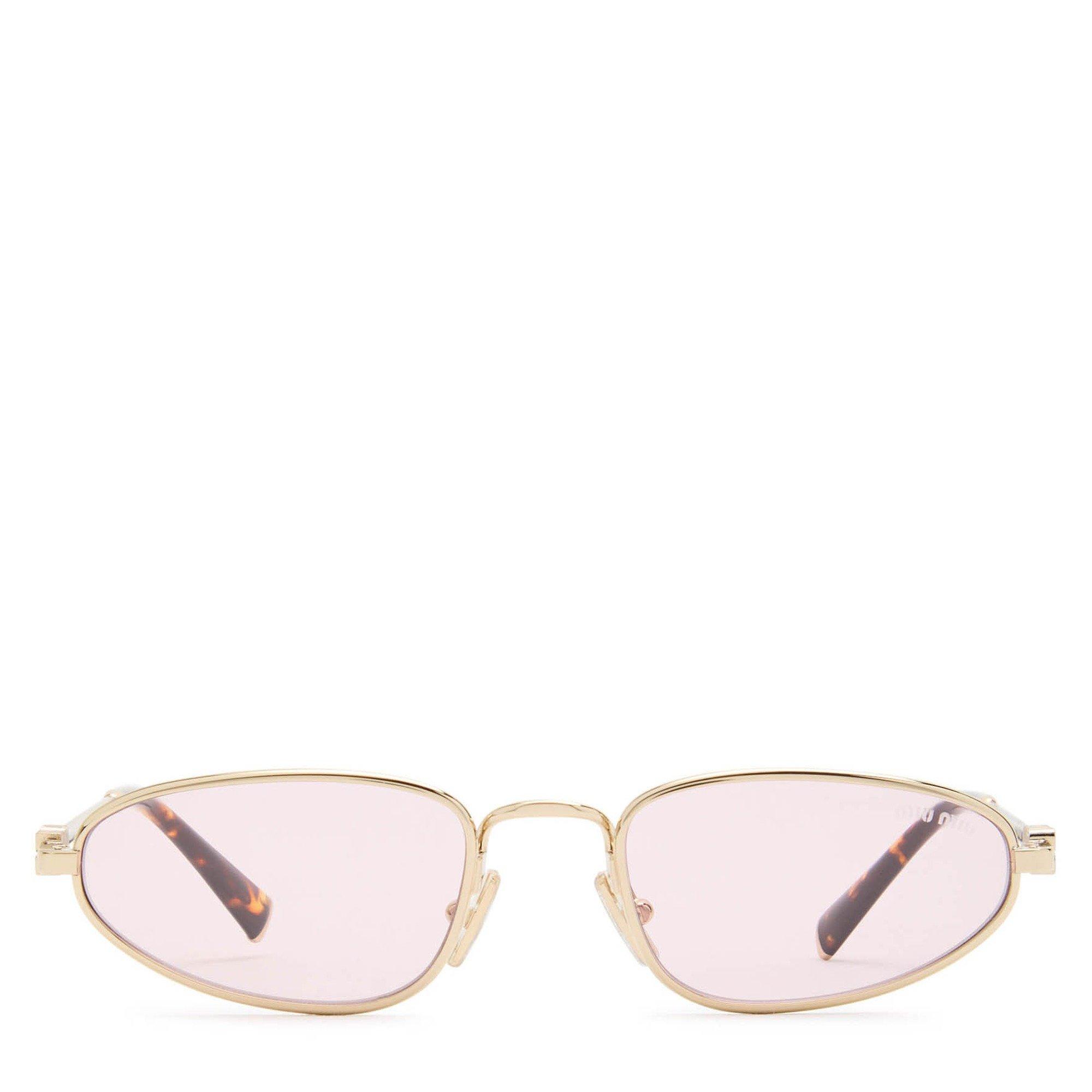 PINK AND OTHER - Miu Miu - Women's Narrow Metal Oval Sunglasses - 2