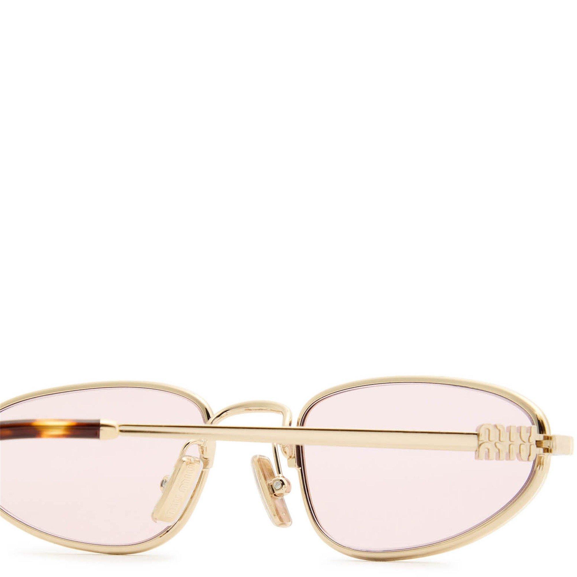 PINK AND OTHER - Miu Miu - Women's Narrow Metal Oval Sunglasses - 3