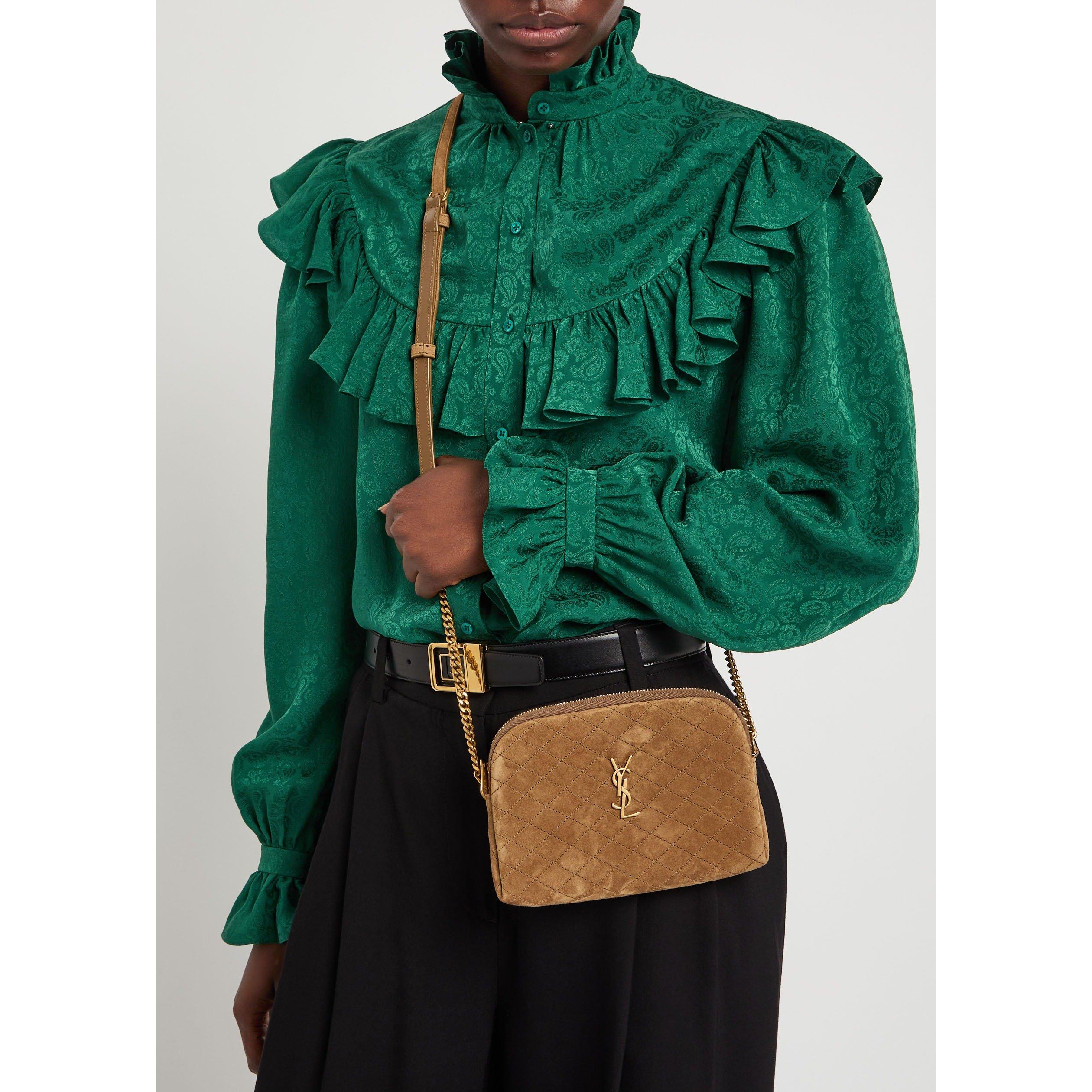 BROWN - Saint Laurent - HALF MOON GABY SUEDE CAMERA BA - 3