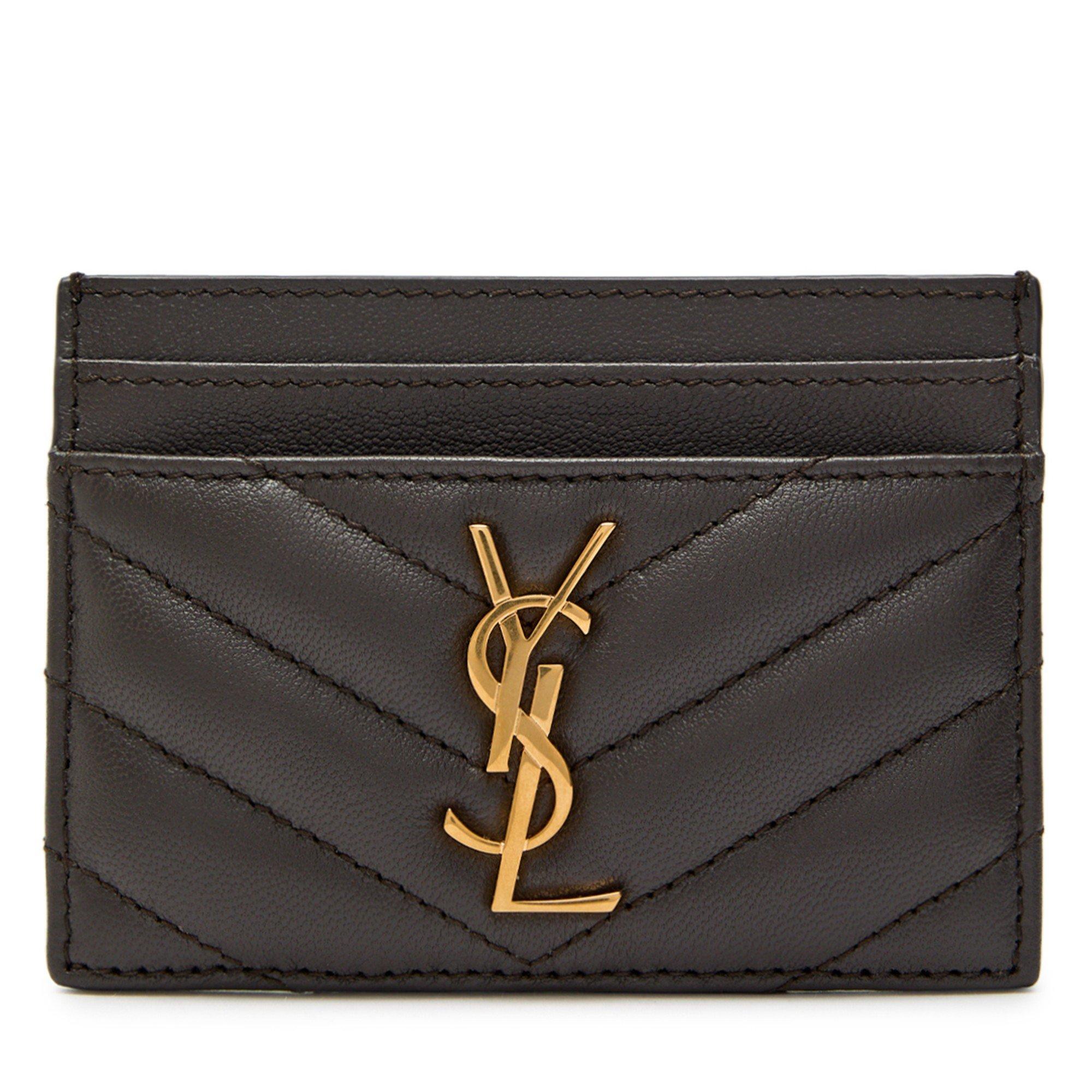 DARK GREY - Saint Laurent - Women's Leather Card Holder - 1