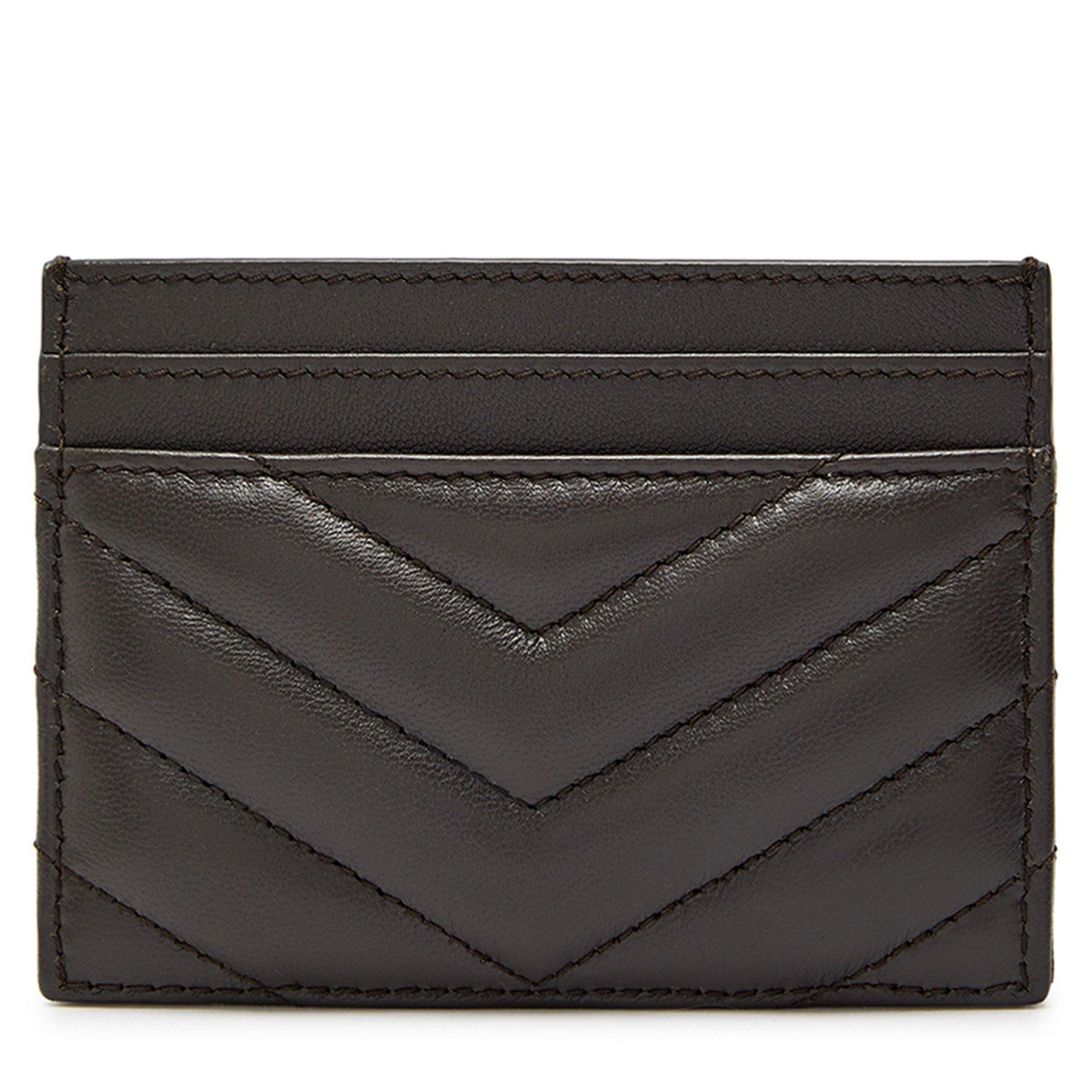DARK GREY - Saint Laurent - Women's Leather Card Holder - 2