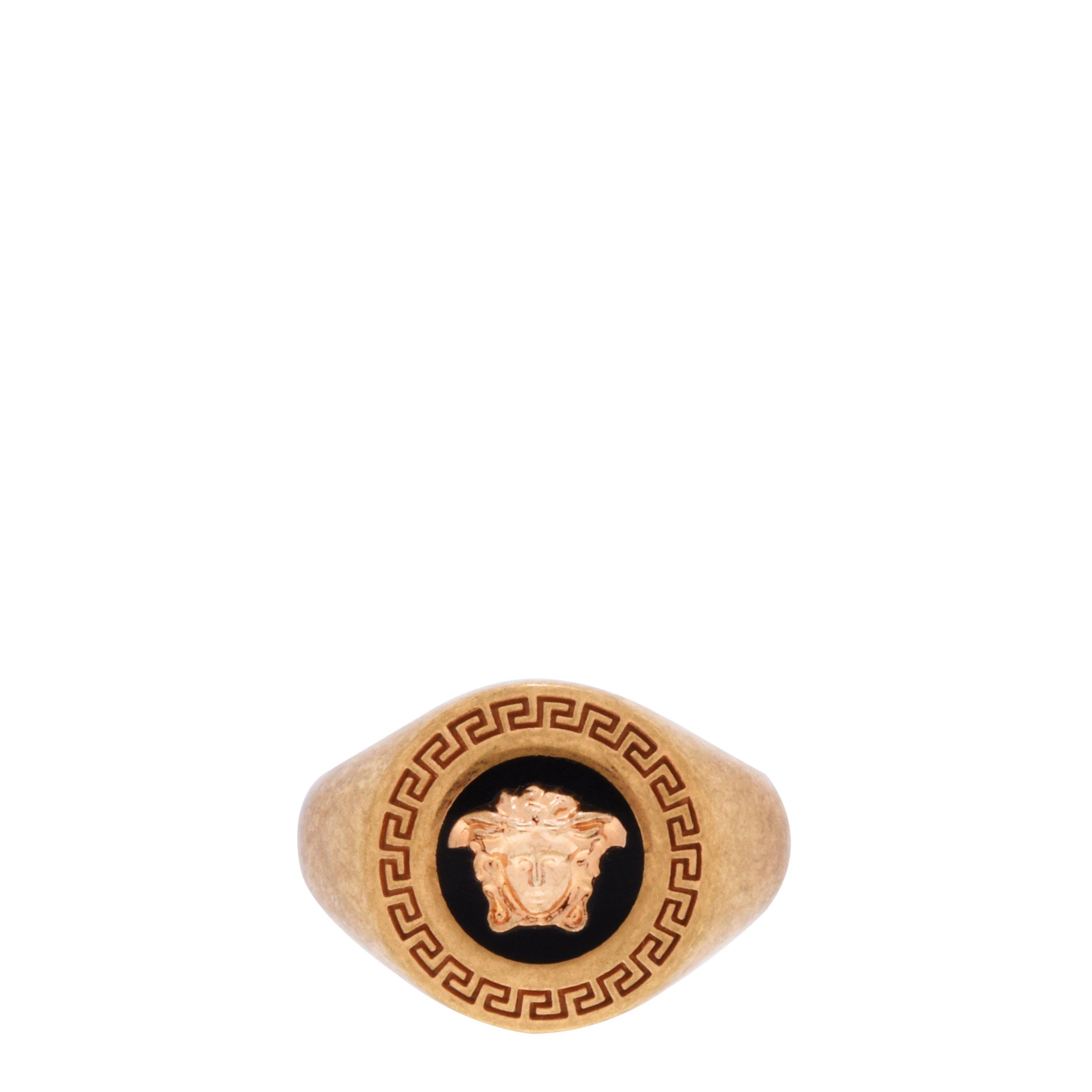 Blck/Gold K41T - Versace - Women's Round Medusa Signet Gold Ring - 1
