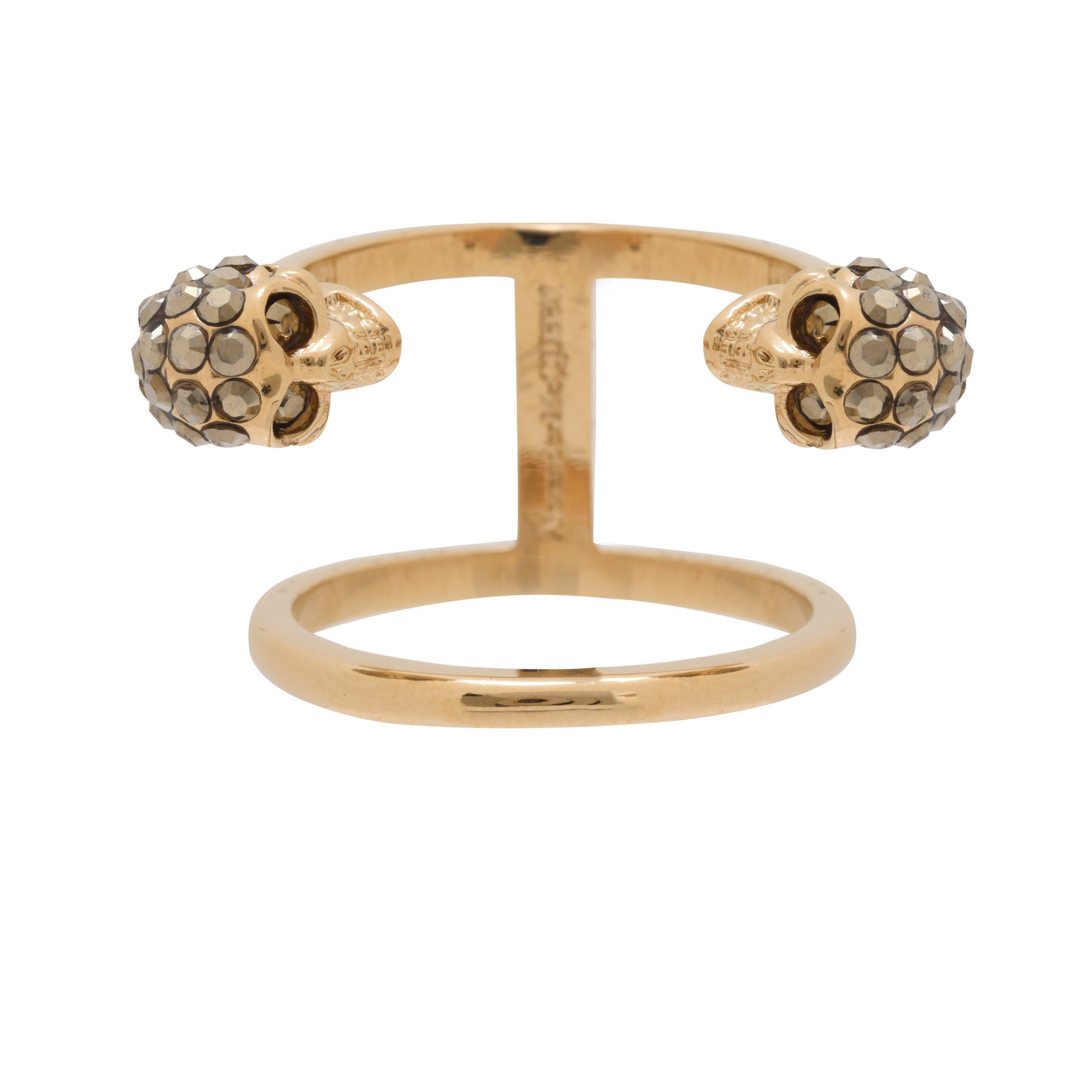Alexander McQueen Women's Skull Brass Double Ring