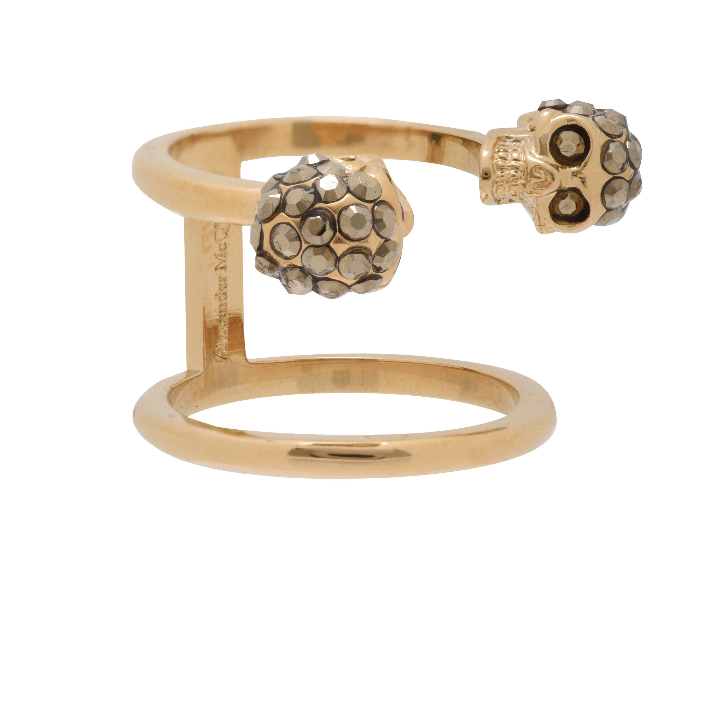 Gold 7286 - Alexander McQueen - Women's Skull Brass Double Ring - 3