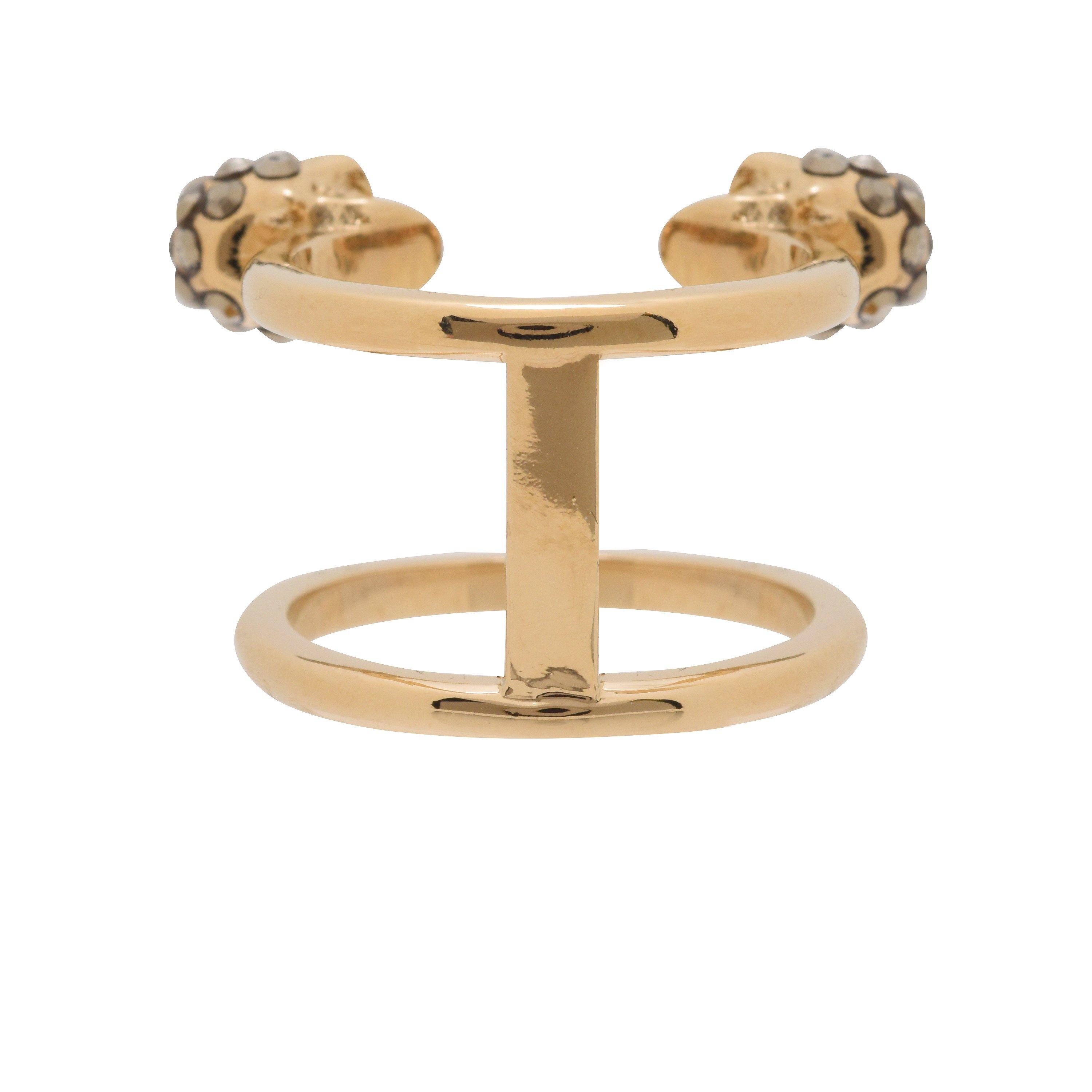 Gold 7286 - Alexander McQueen - Women's Skull Brass Double Ring - 4
