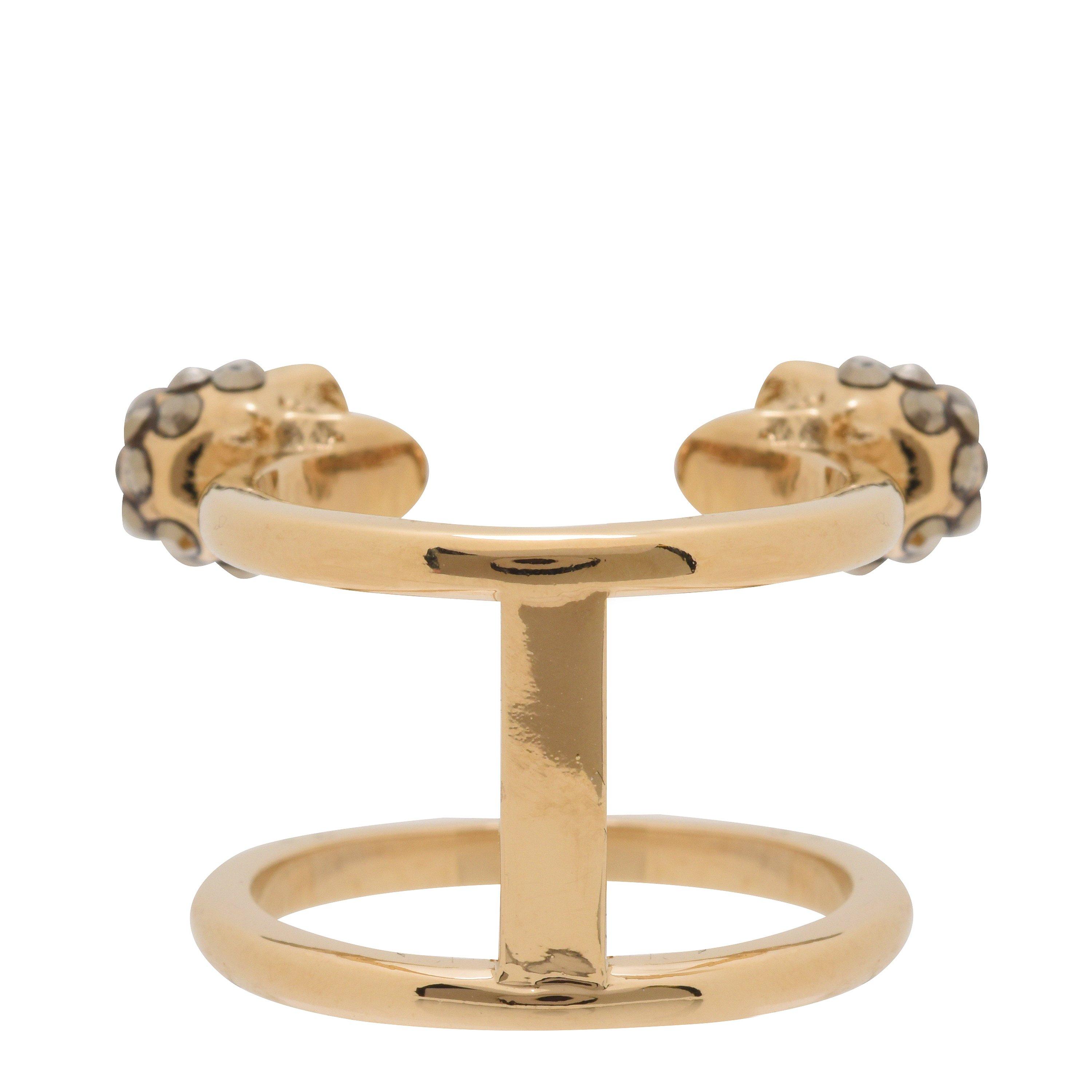 Gold 7286 - Alexander McQueen - Women's Skull Brass Double Ring - 4