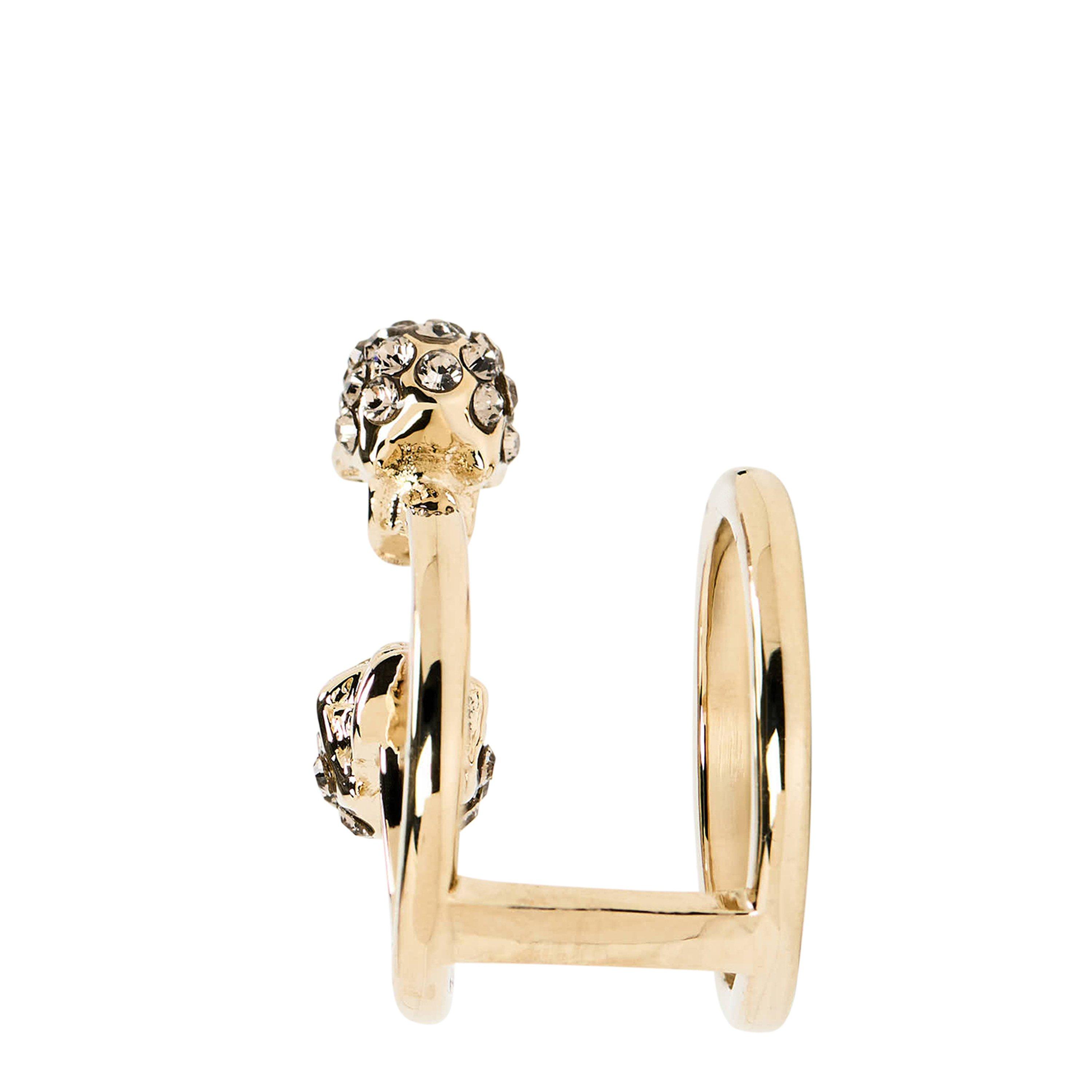 Gold 7286 - Alexander McQueen - Women's Skull Brass Double Ring - 2