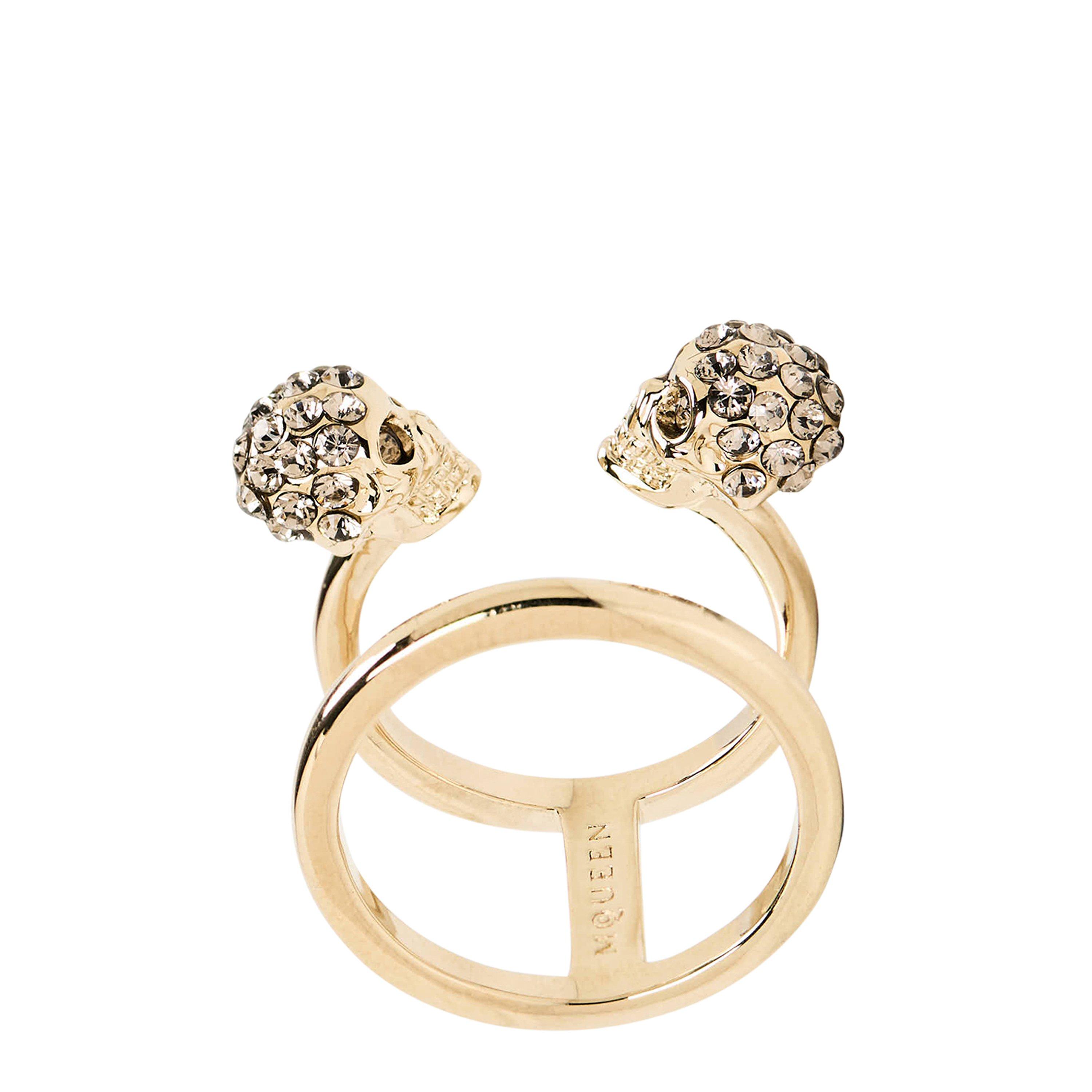 Gold 7286 - Alexander McQueen - Women's Skull Brass Double Ring - 3