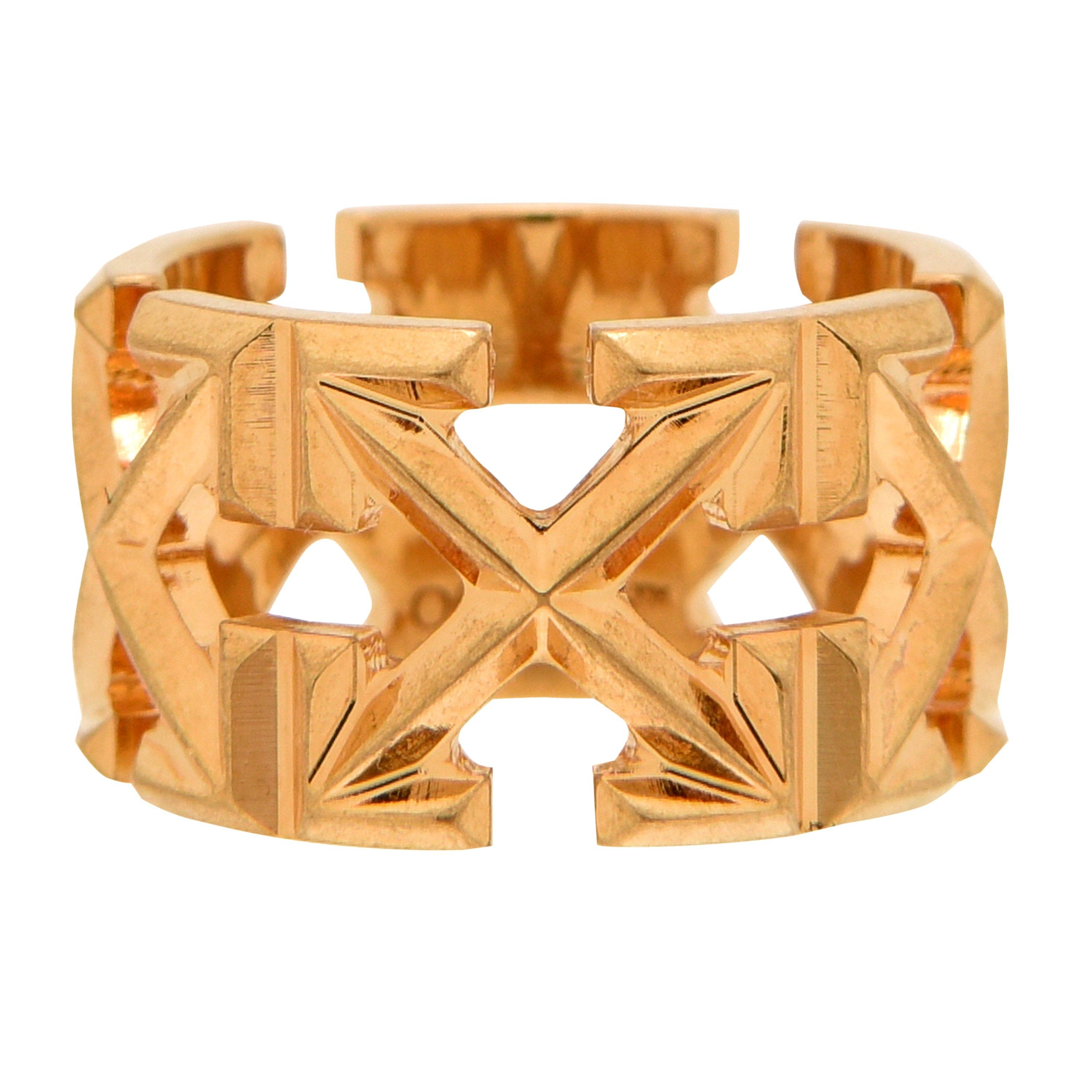 Gold 7600 - Off White - Women's Arrows Logo Metal Ring - 1