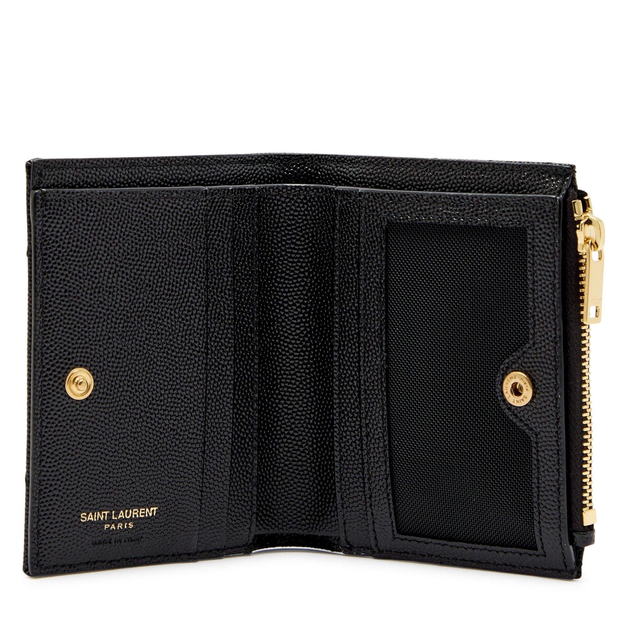 BLACK - Saint Laurent - Women's Cassandre Leather Billfold Wallet - 3