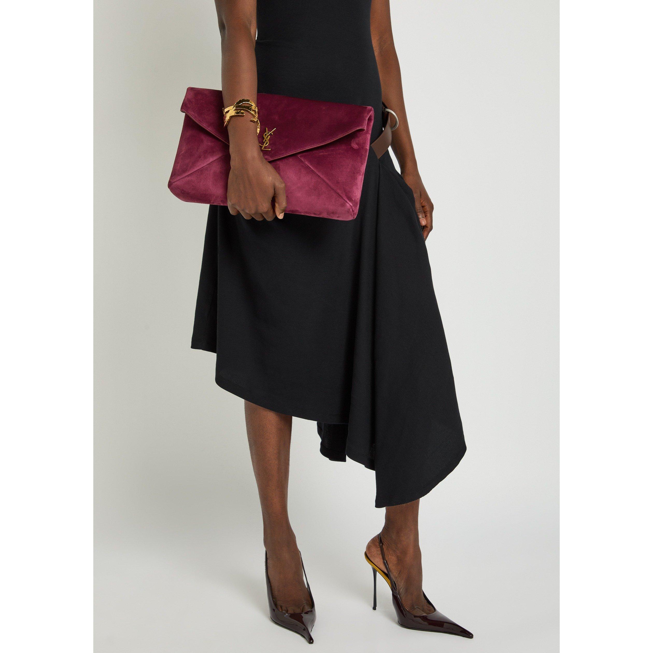 RED - Saint Laurent - Women’s Envelope Suede Wallet on Chain - 3