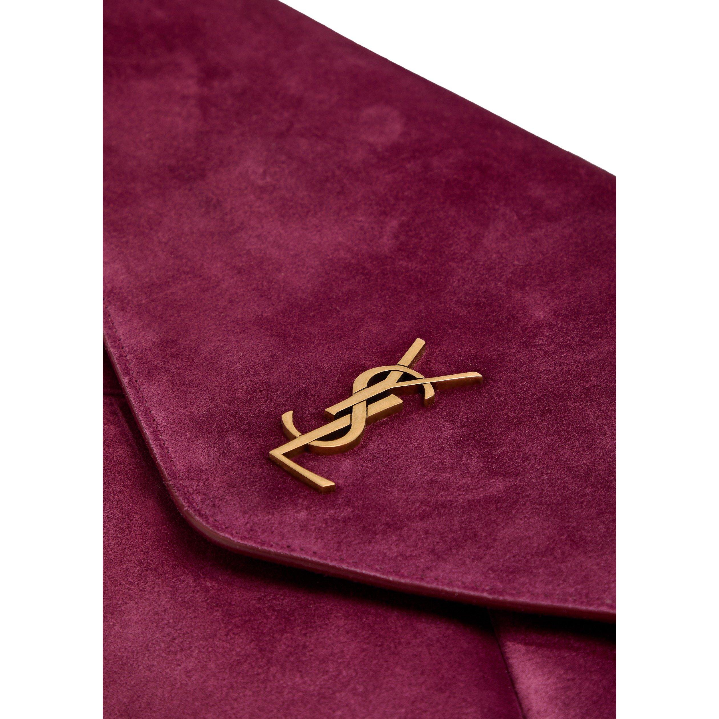 RED - Saint Laurent - Women’s Envelope Suede Wallet on Chain - 4