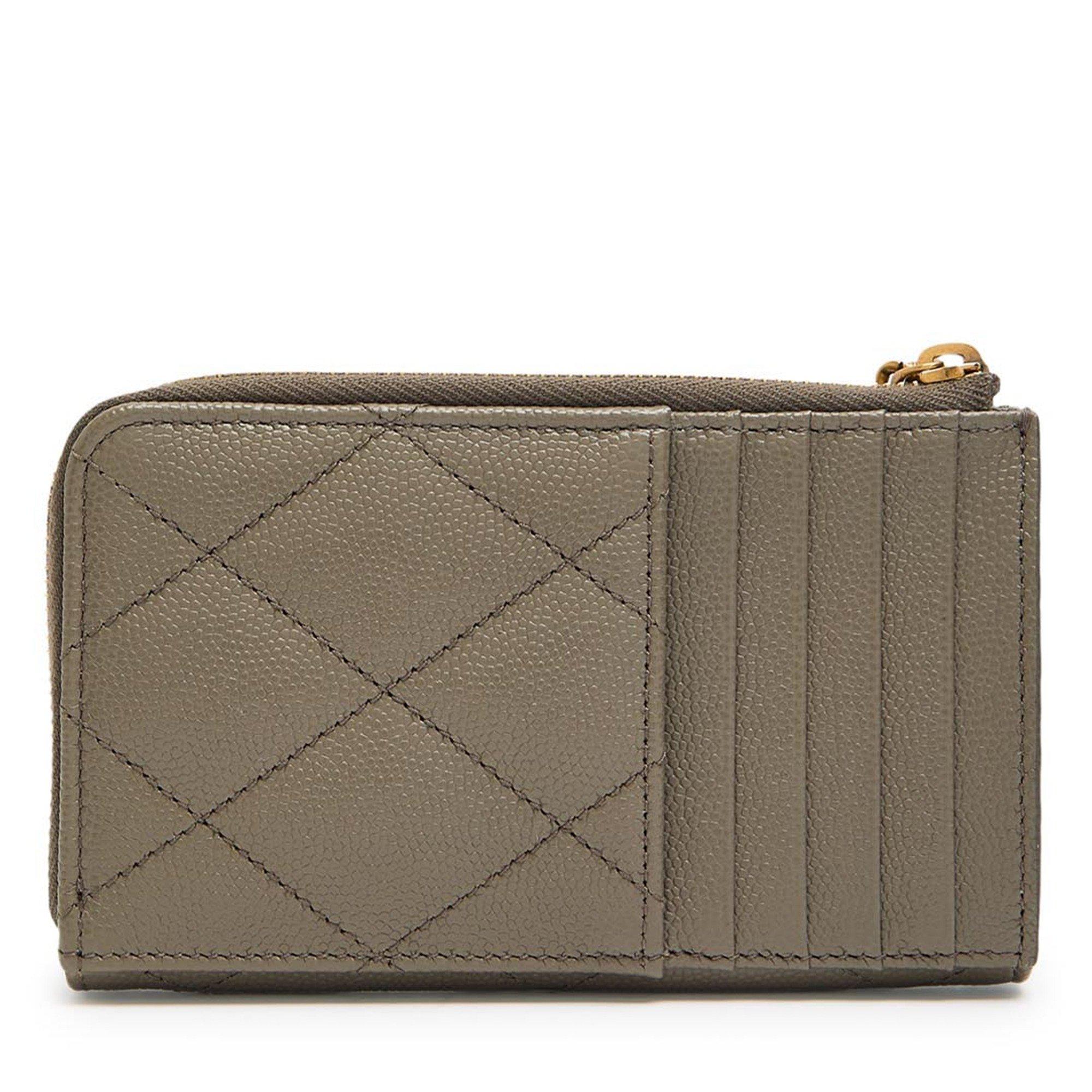 TAUPE - Saint Laurent - Women's Quilted Leather Zip Card Holder - 2